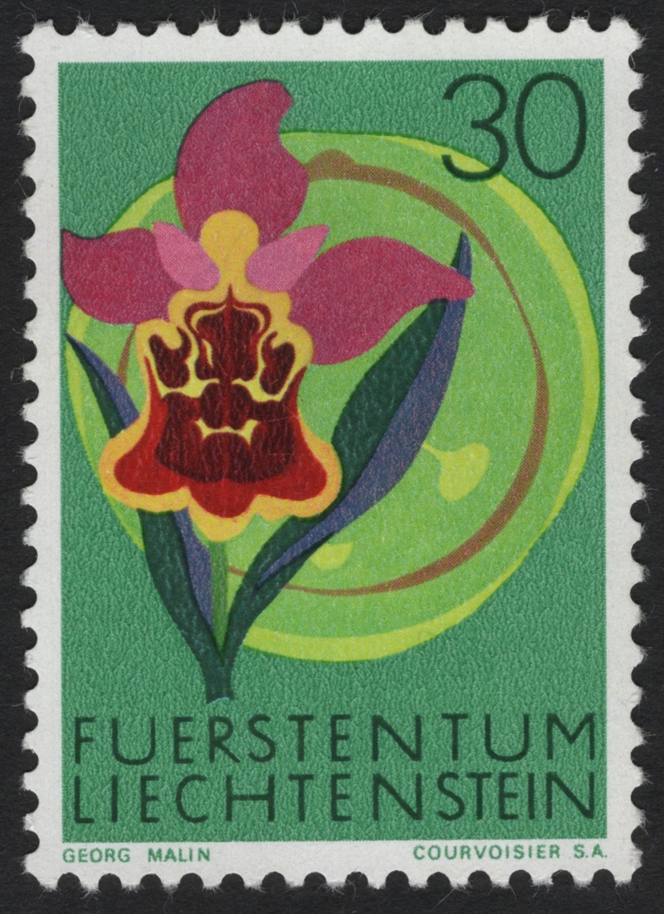 SCG6035 - Liechtenstein 1965 – 30 Rp “Orchid” (Floral Series)