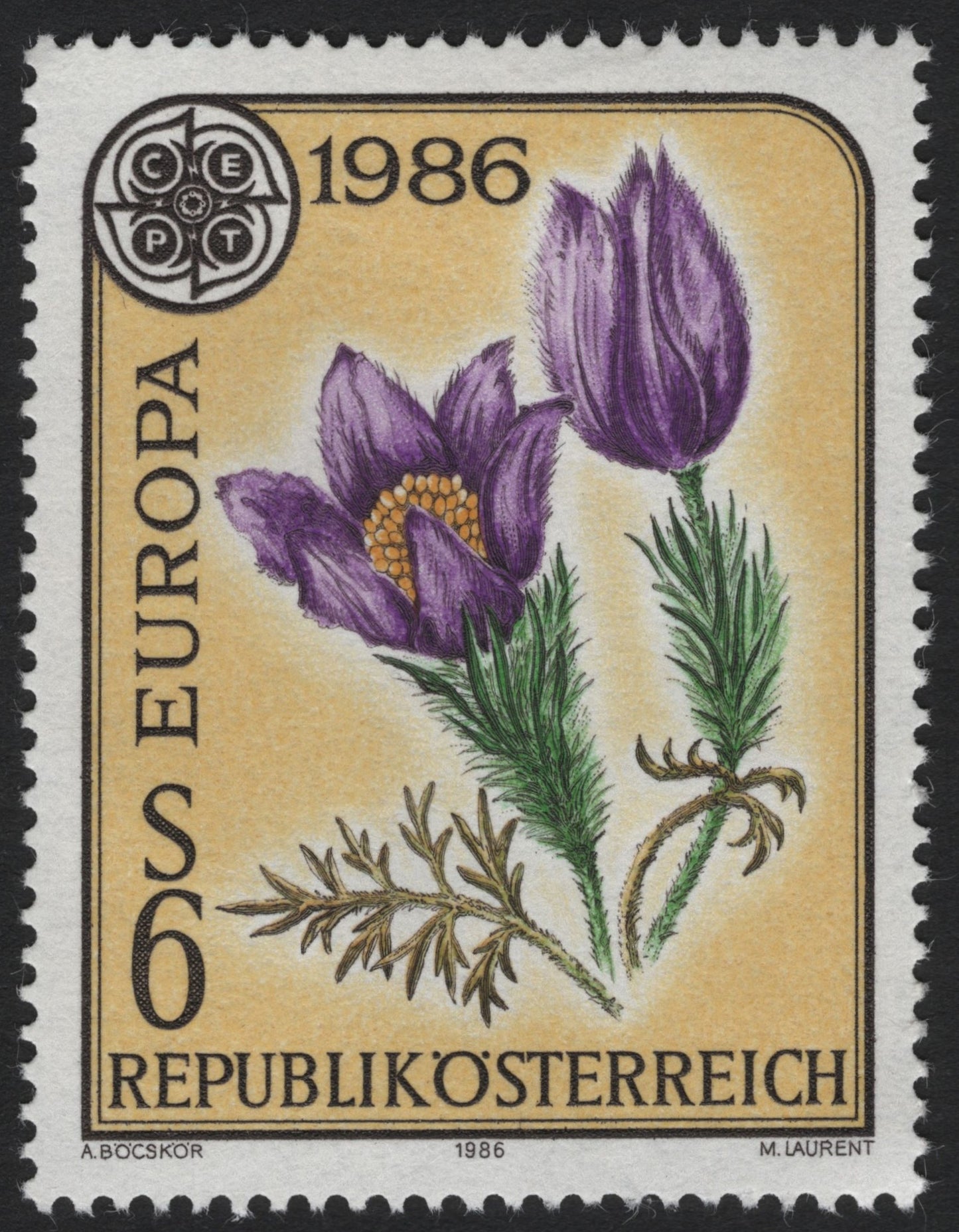 SCG6040 - Austria 1986 Europa CEPT – Pasque Flower (Pulsatilla vulgaris)