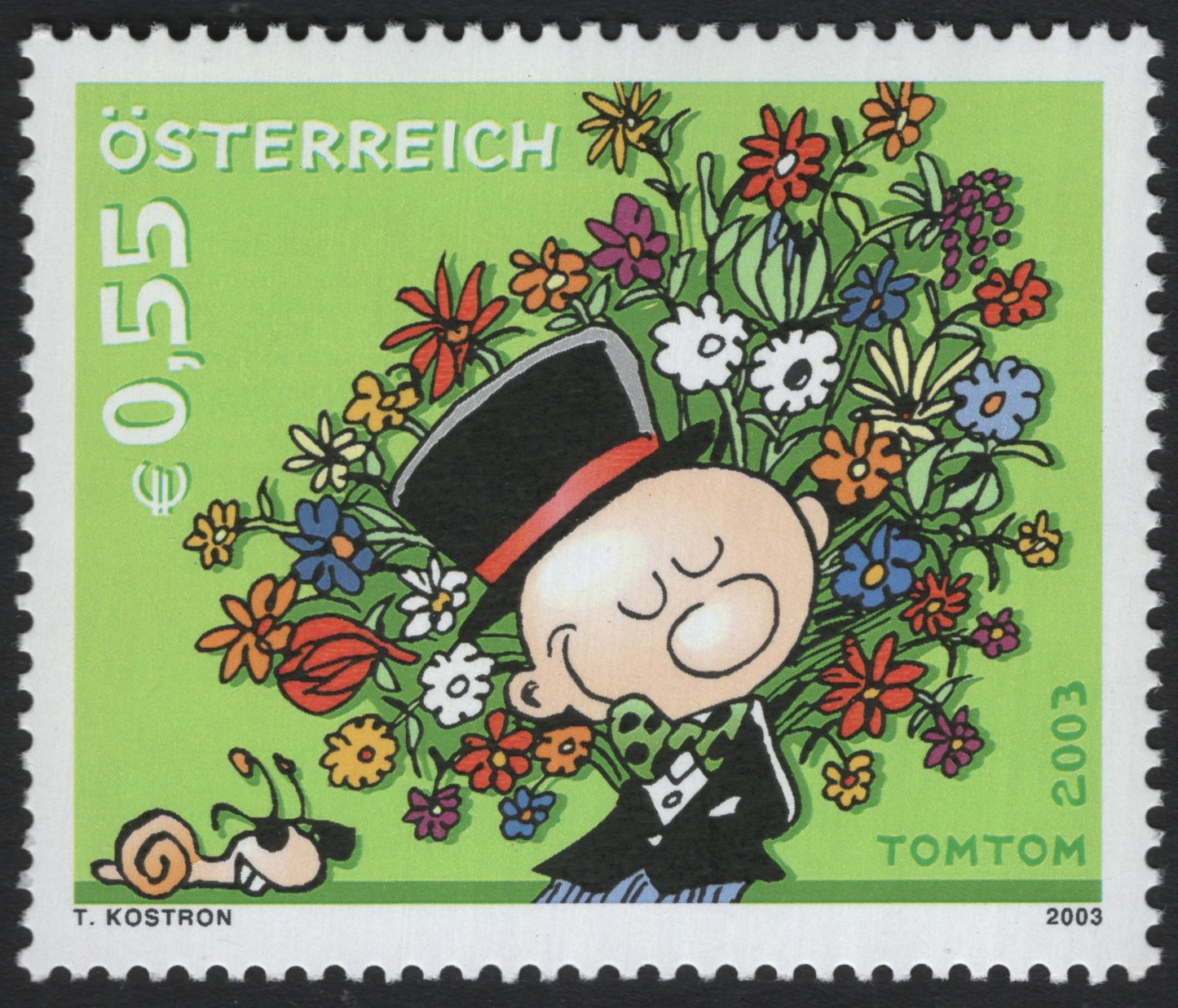 SCG6078 - Austria 2003 “Tomtom” Comic Stamp – Floral Whimsy