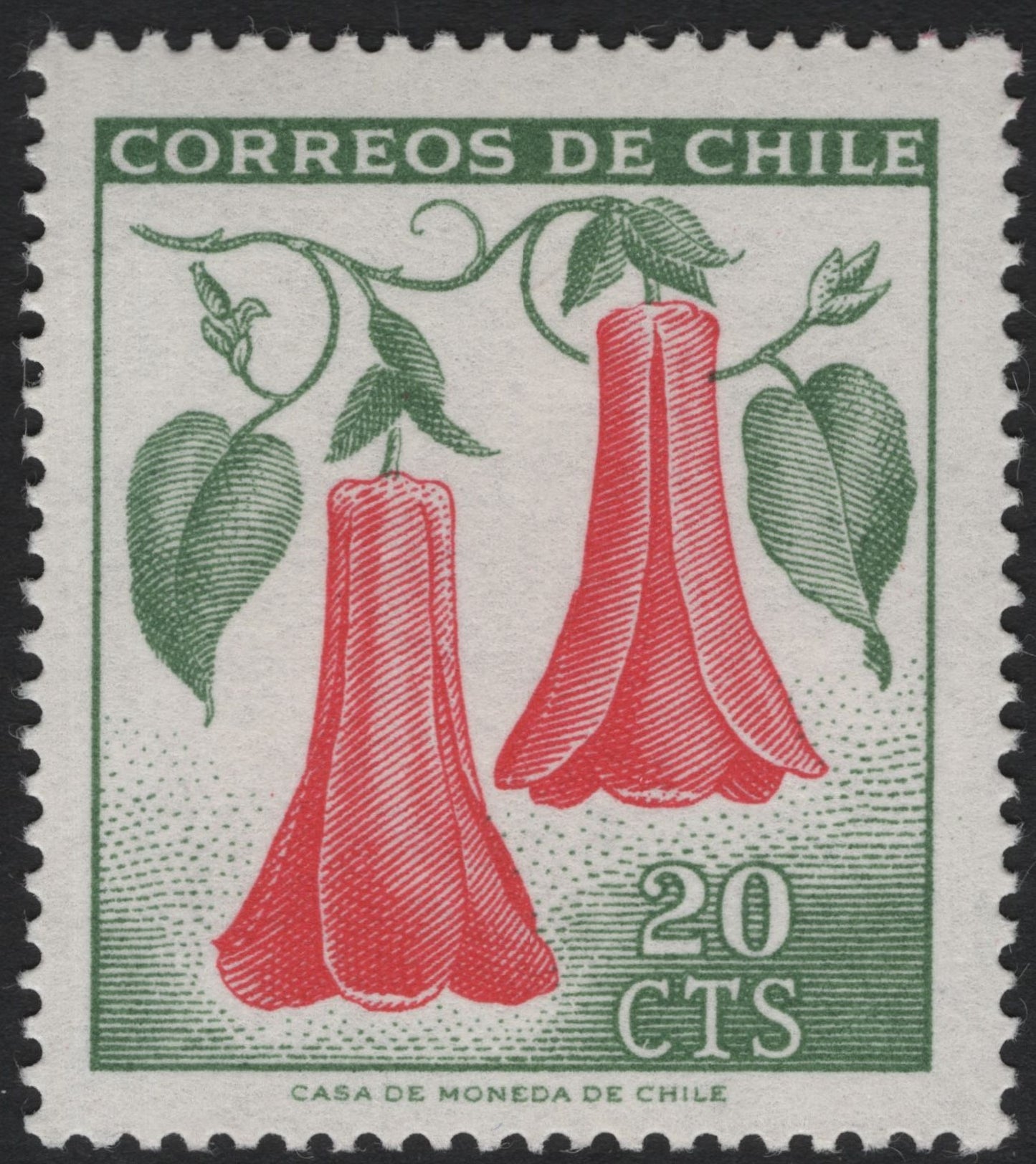 SCG6096 - Chile 20 Centavos Copihue Stamp – National Flower Issue