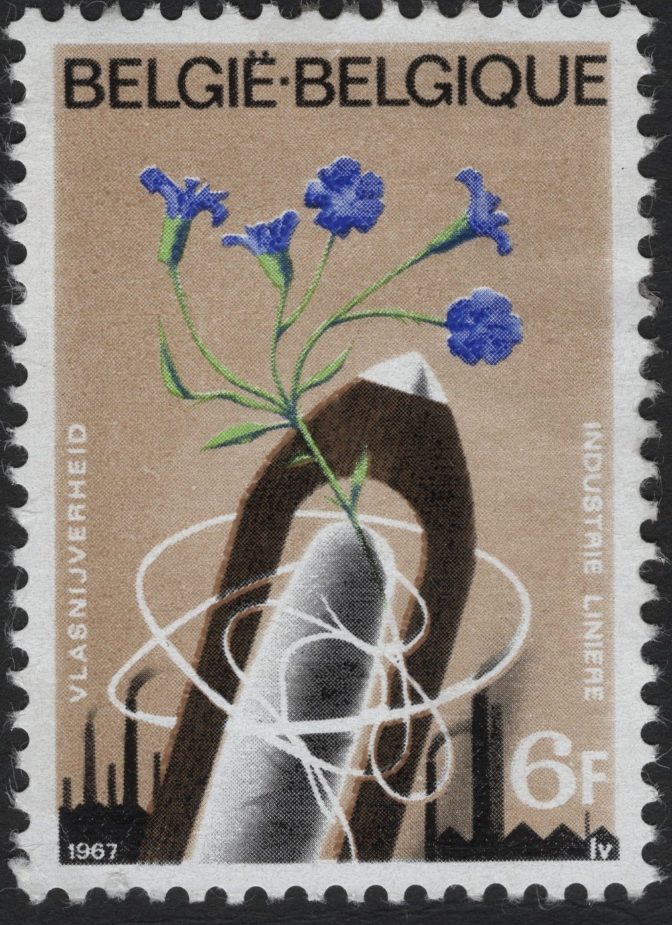 SCG6099 - Belgium 1967 Linen Industry Commemorative – Flax and Spindle Design
