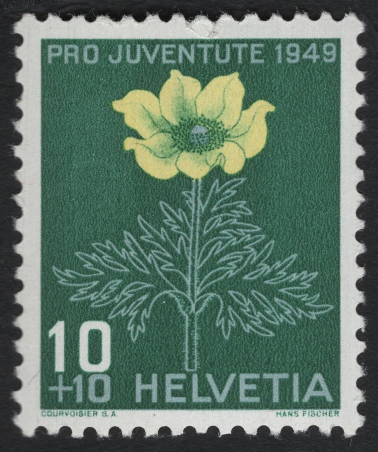 SCG6082 - Switzerland 1949 Pro Juventute – Anemone Vernalis (10+10 Rp)