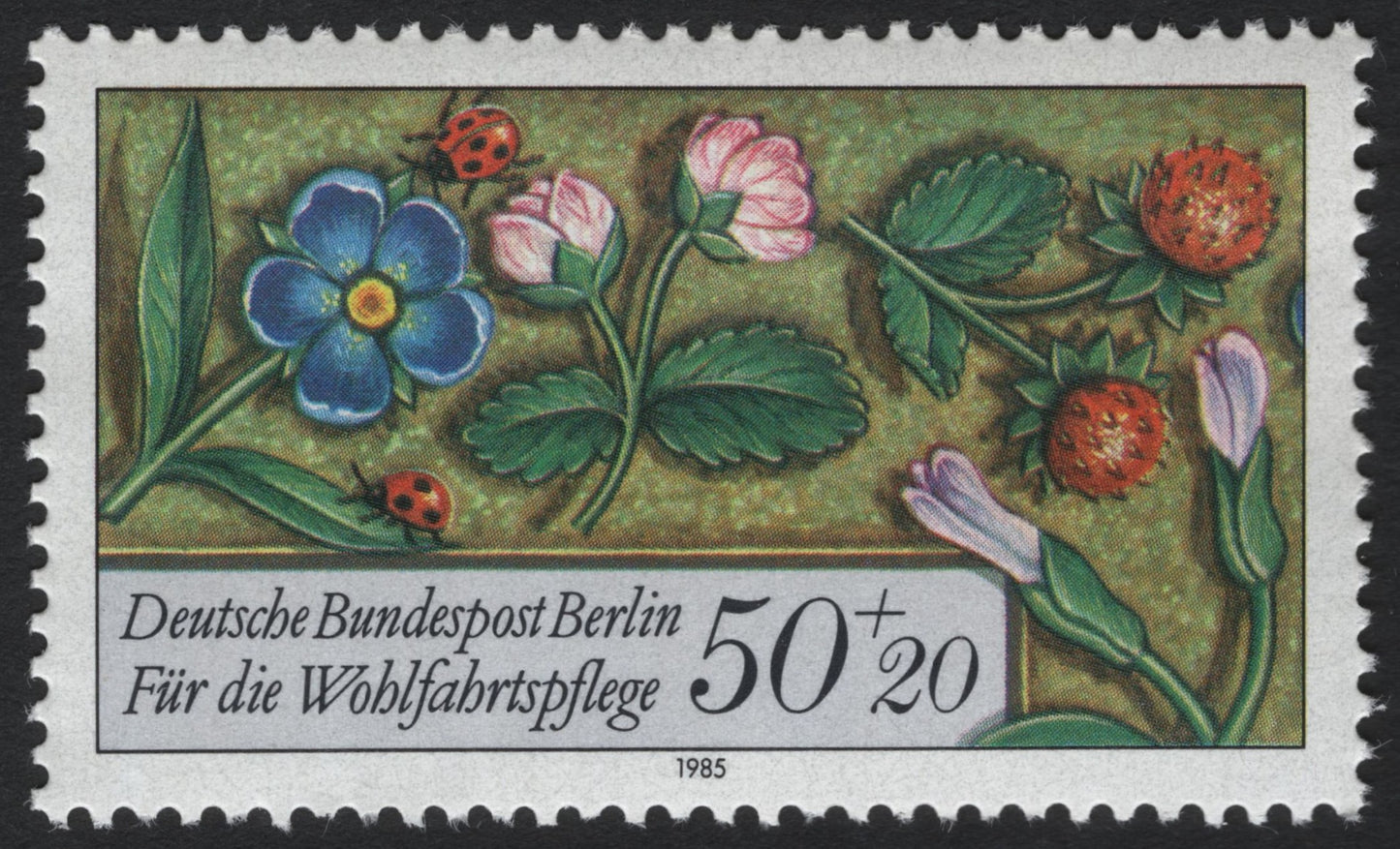 SCG6149 - Germany (Berlin) 1985 – Welfare Semi-Postal “Wild Strawberries and Forget-Me-Not”
