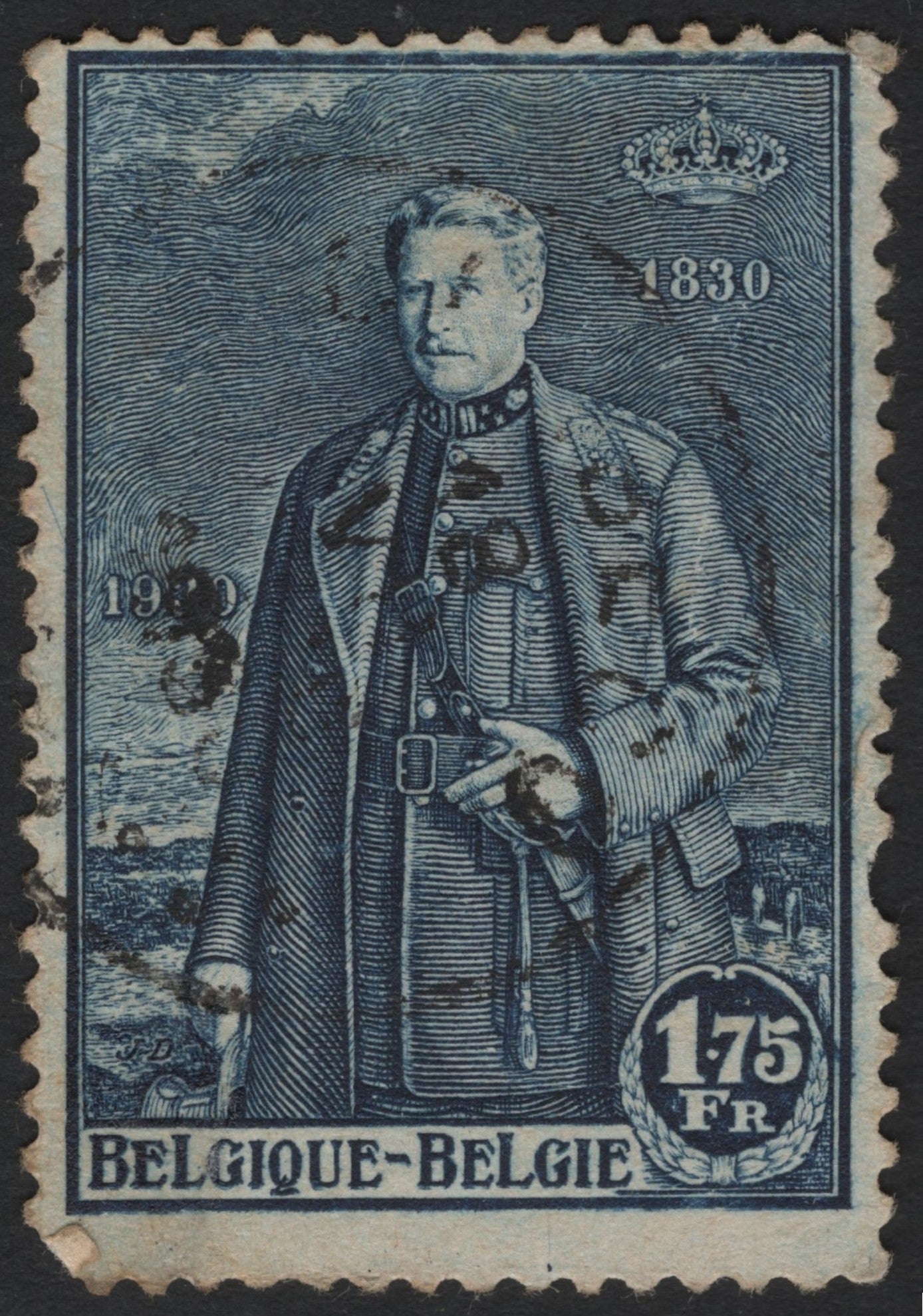 SCG6184 - Belgium 1929 – King Albert I in Military Uniform (1.75 Francs)