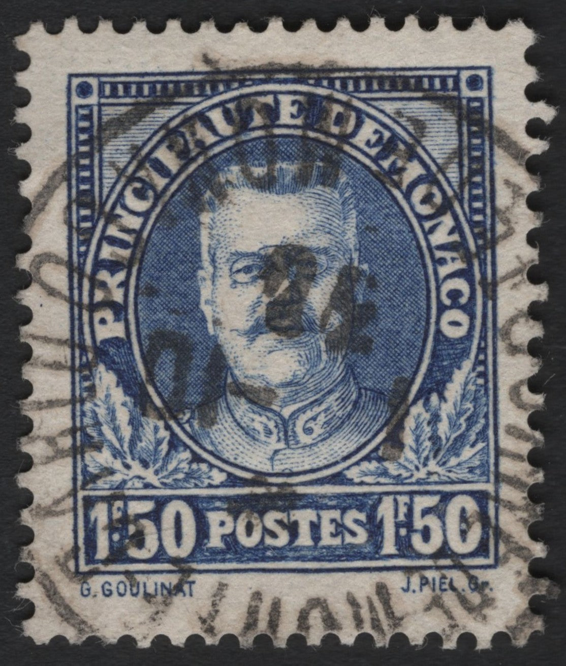 SCG6190 - Monaco 1.50 Franc Blue – Portrait of Prince Louis II (1920s Issue)