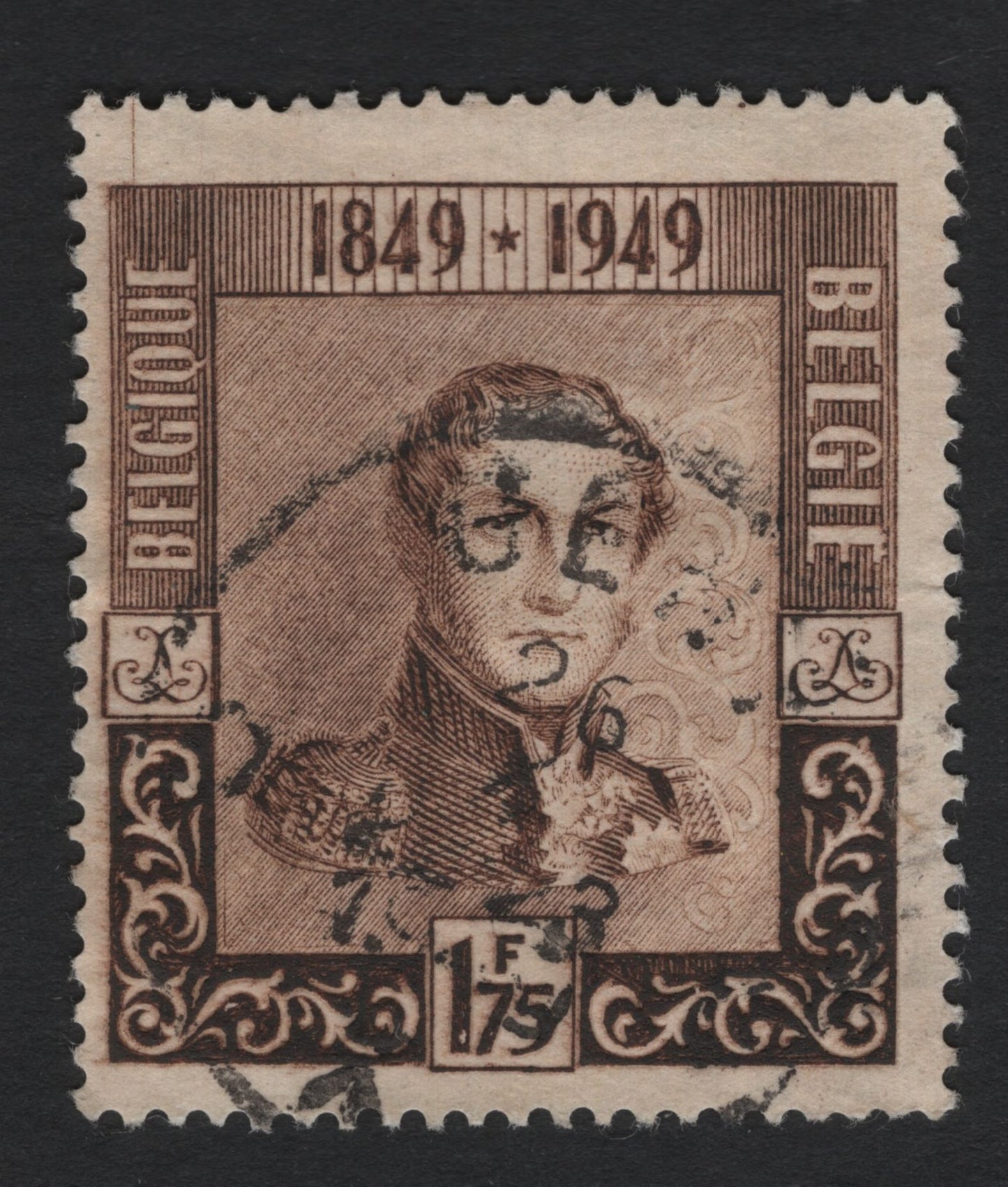 SCG6210 - Belgium 1949 – Centenary of the First Belgian Stamp (King Leopold I, 1.75 Franc)