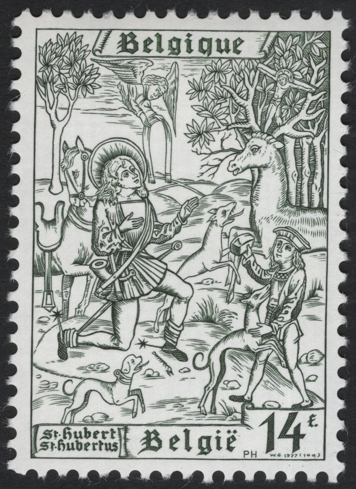 SCG6246 - Belgium 1977 – St. Hubertus (Patron Saint of Hunters)