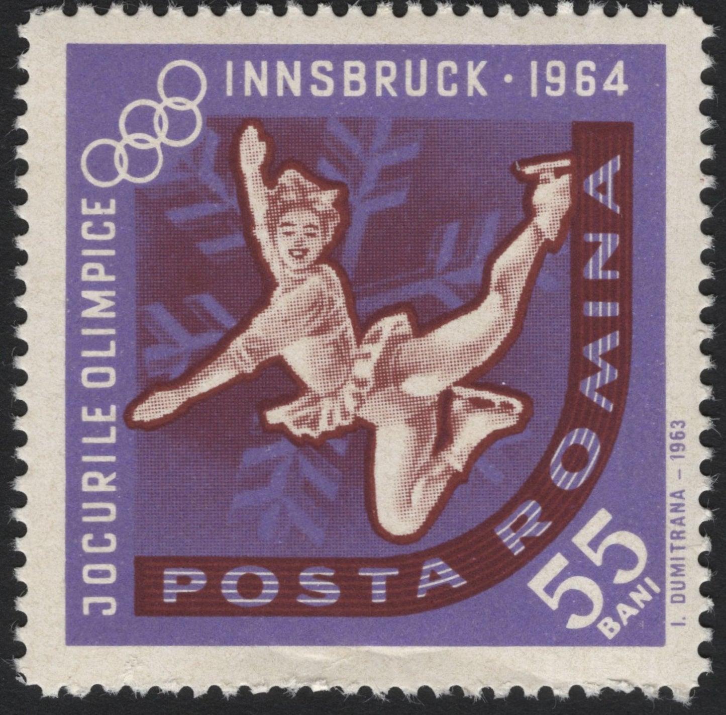 SCG6262 - Philatelic Entry: Romania 1964 Winter Olympics – Figure Skater