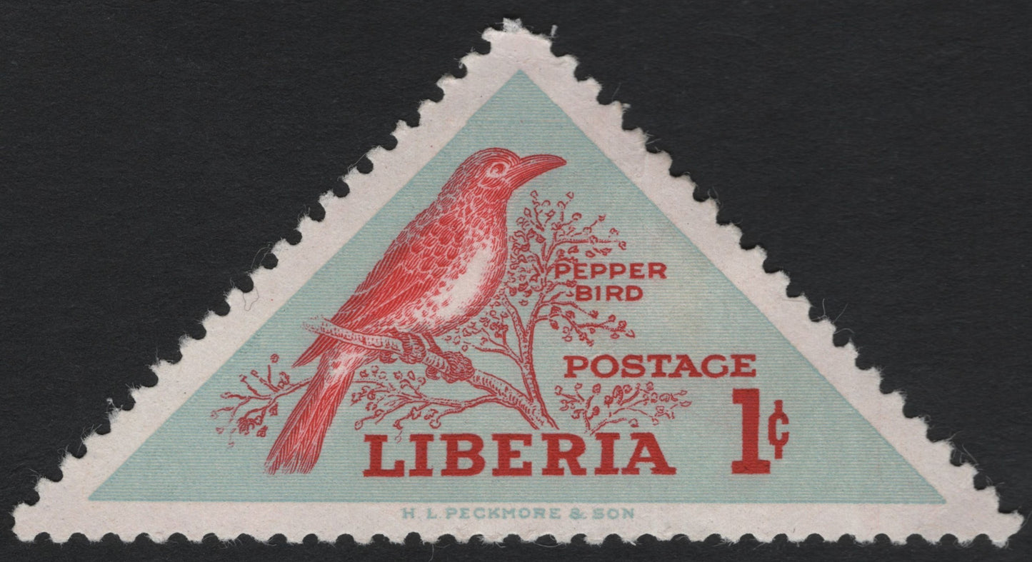 SCG6352 - Liberia 1¢ “Pepper Bird” Triangular Stamp