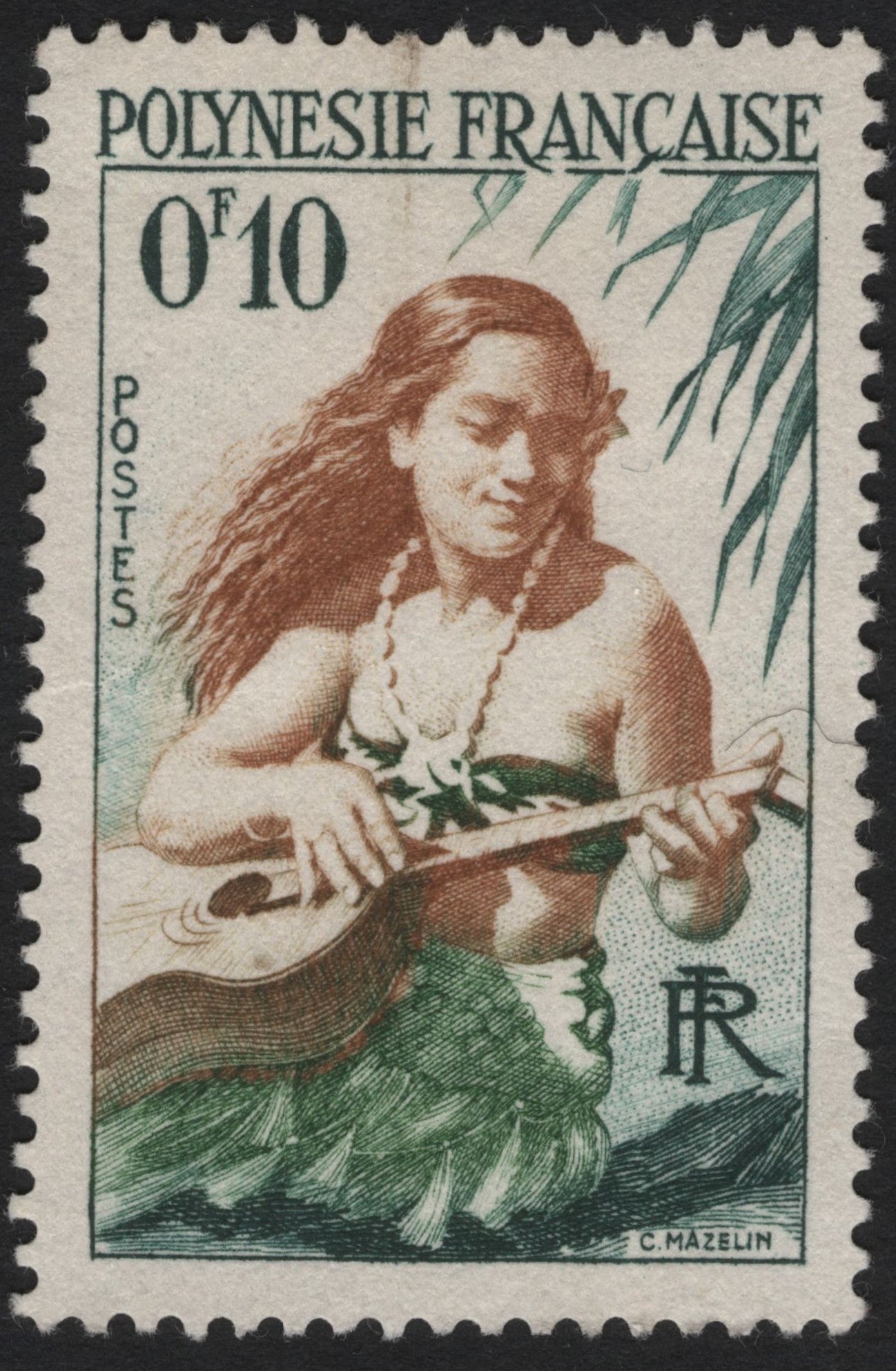 SCG6336 - French Polynesia 1958 – Tahitian Girl with Guitar
