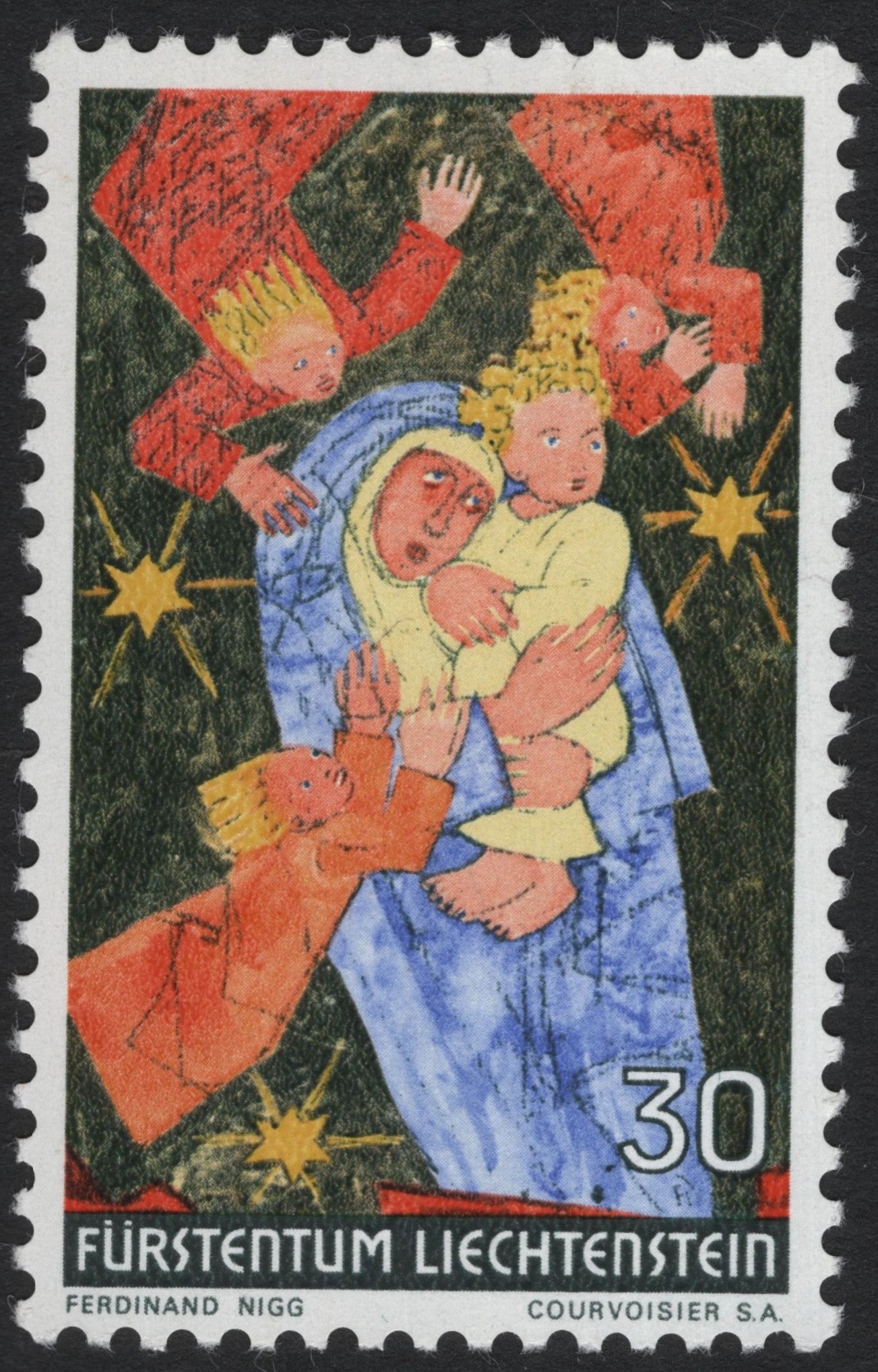SCG6387 - Madonna and Child with Angels – Liechtenstein 1970 Christmas Issue