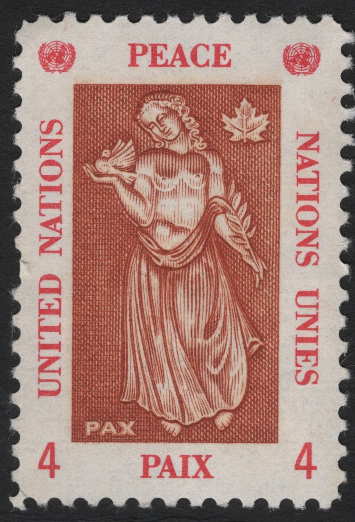 SCG6598 - United Nations 4¢ “Peace” Issue – Pax Allegory (1954)