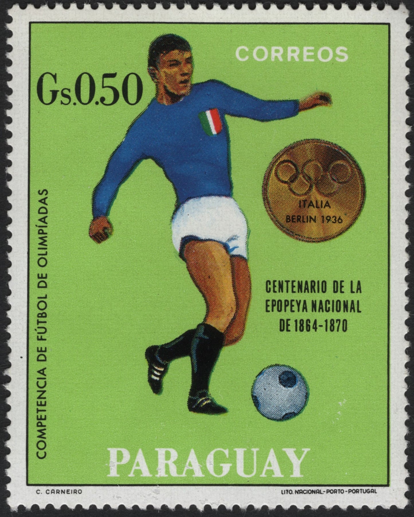 SCG6644 - Paraguay 0.50 Gs – Olympic Football Tribute (1970s)