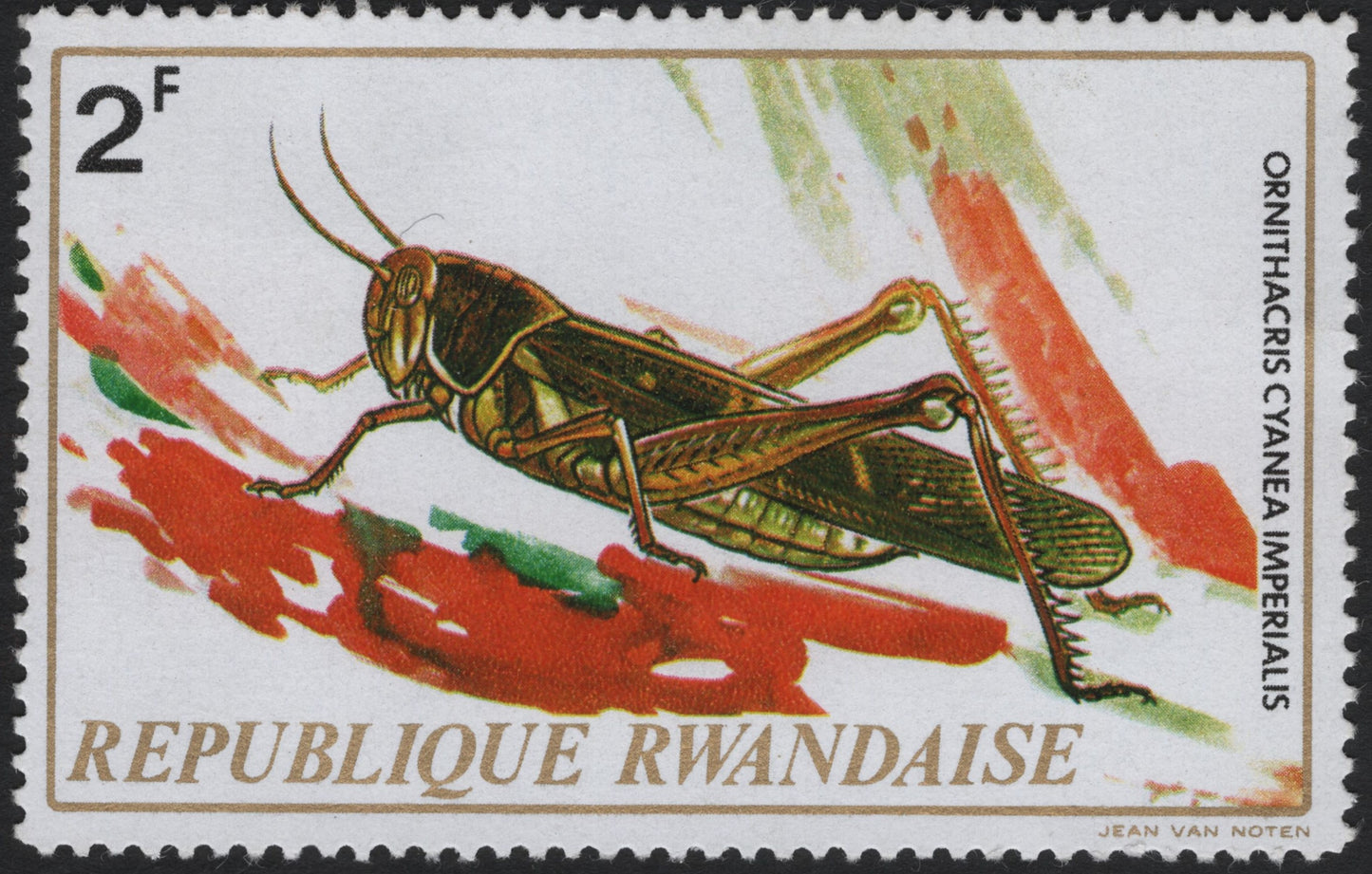 SCG7082 - Rwanda 2 Francs “Ornithacris cyanea imperialis”