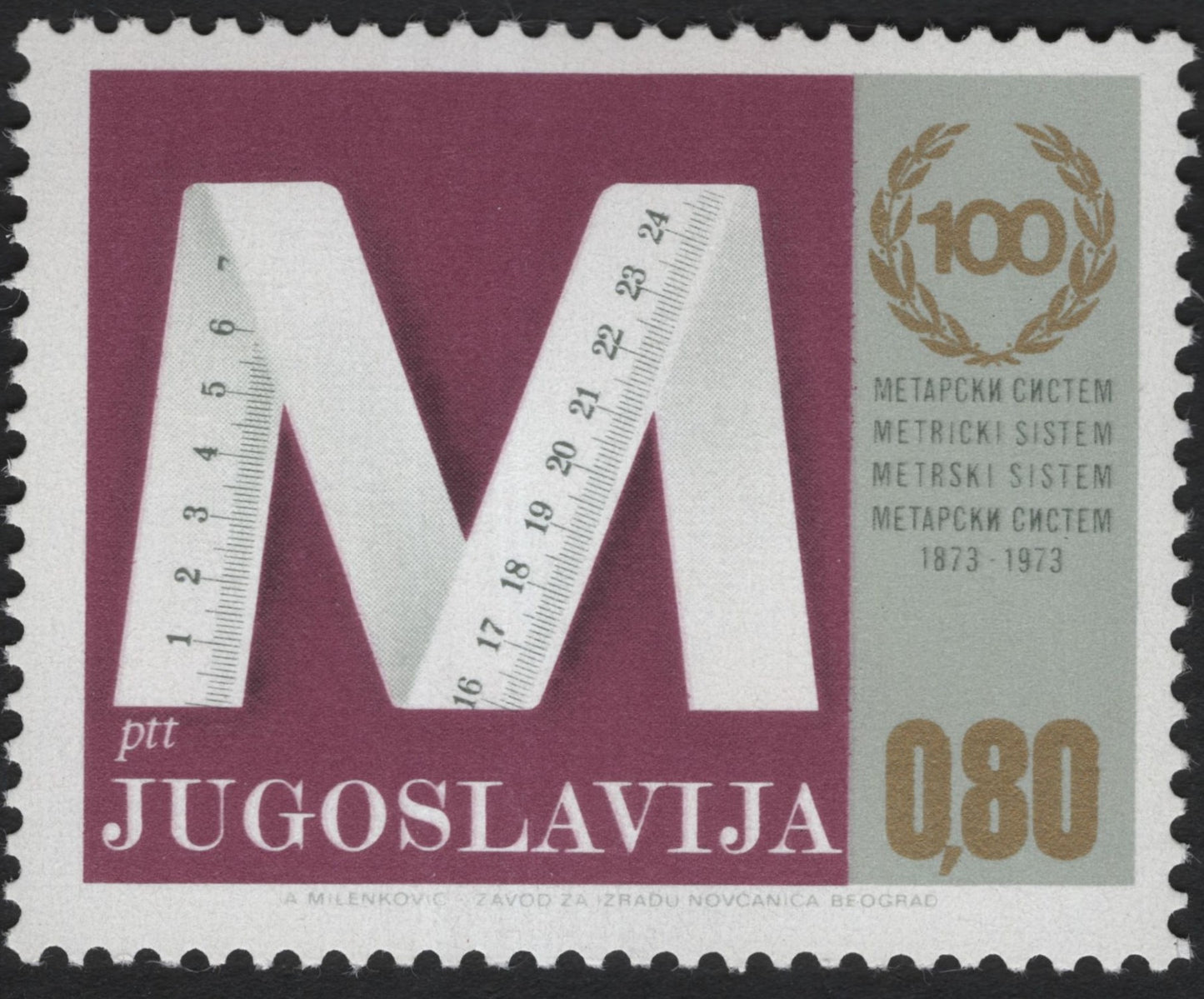 SCG7113 - Yugoslavia 1973 – Centenary of the Metric System