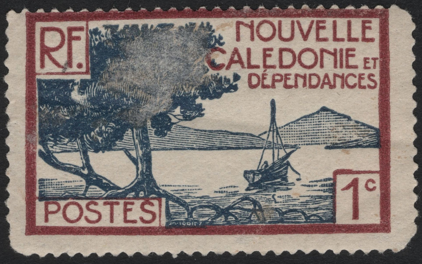 SCG7117 - Nouvelle-Calédonie (New Caledonia) – 1 Centime “Landscape and Boat” Definitive Issue