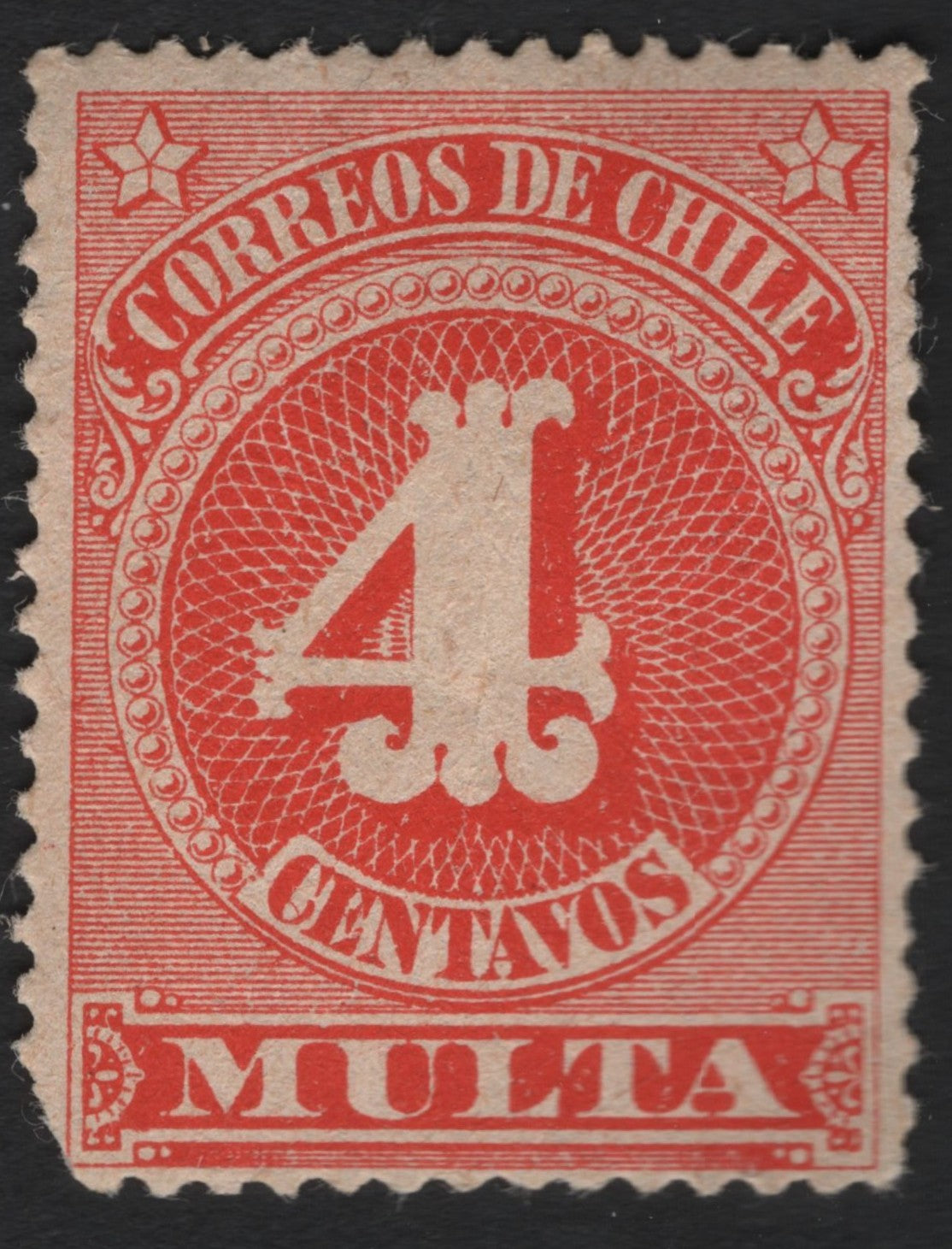 SCG7295 - Chile 4 Centavos “Multa” Postal Fine Stamp