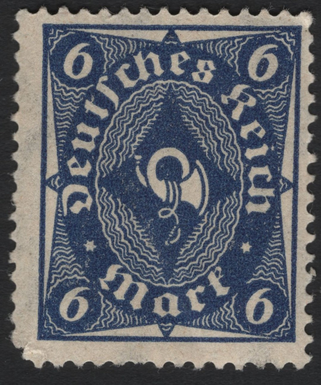 SCG7299 - 🇩🇪 Germany 1923 – 6 Mark Blue “Numeral and Rays” Issue