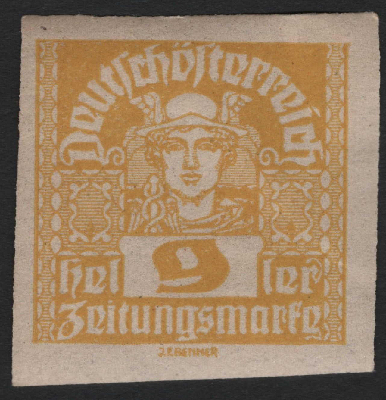 SCG7305 - Austria 1919 Newspaper Stamp – Mercury Head, 2 Heller