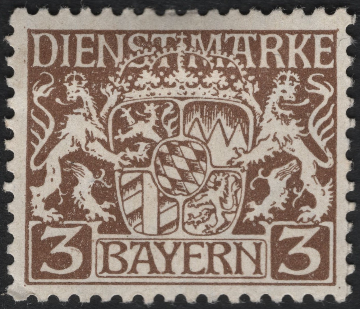 SCG7119 - Bavaria (Bayern) – Official Service Stamp, 3 Pfennig (circa 1914–1920)