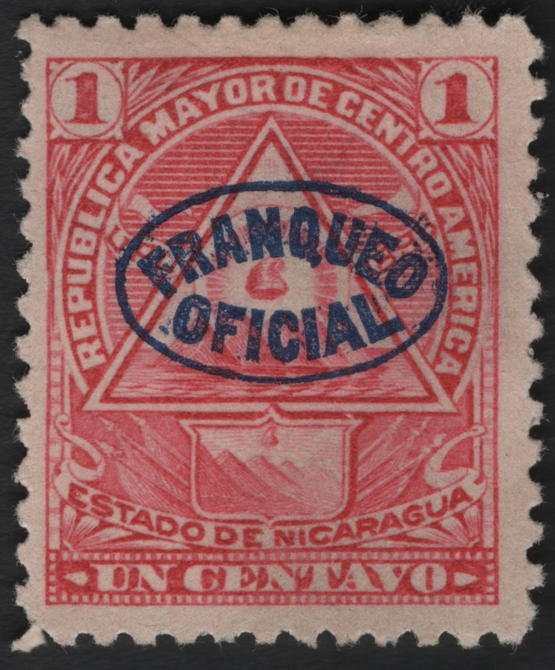 SCG7320 - Nicaragua 1 Centavo Official Overprint (Republica Mayor de Centro América)