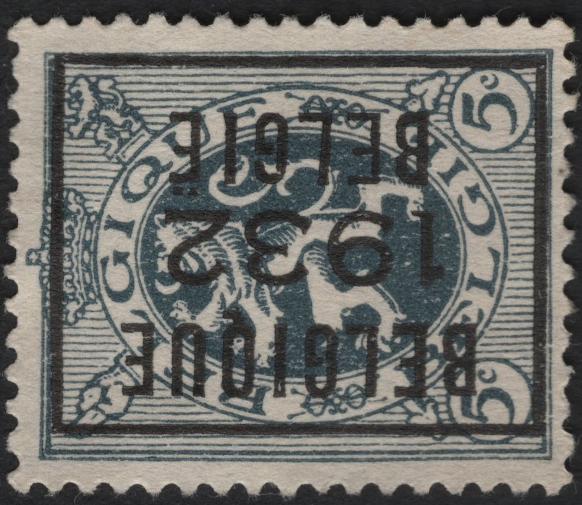 SCG7281 - Belgium 1932 – Inverted Overprint on 5c “Lion” Definitive