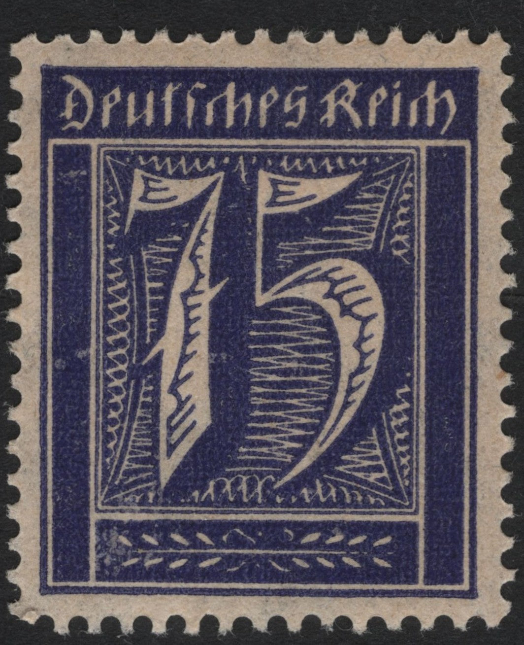 SCG7355 - Germany (Deutsches Reich) – 1923 Inflation Issue, 15 Pfennig Deep Violet