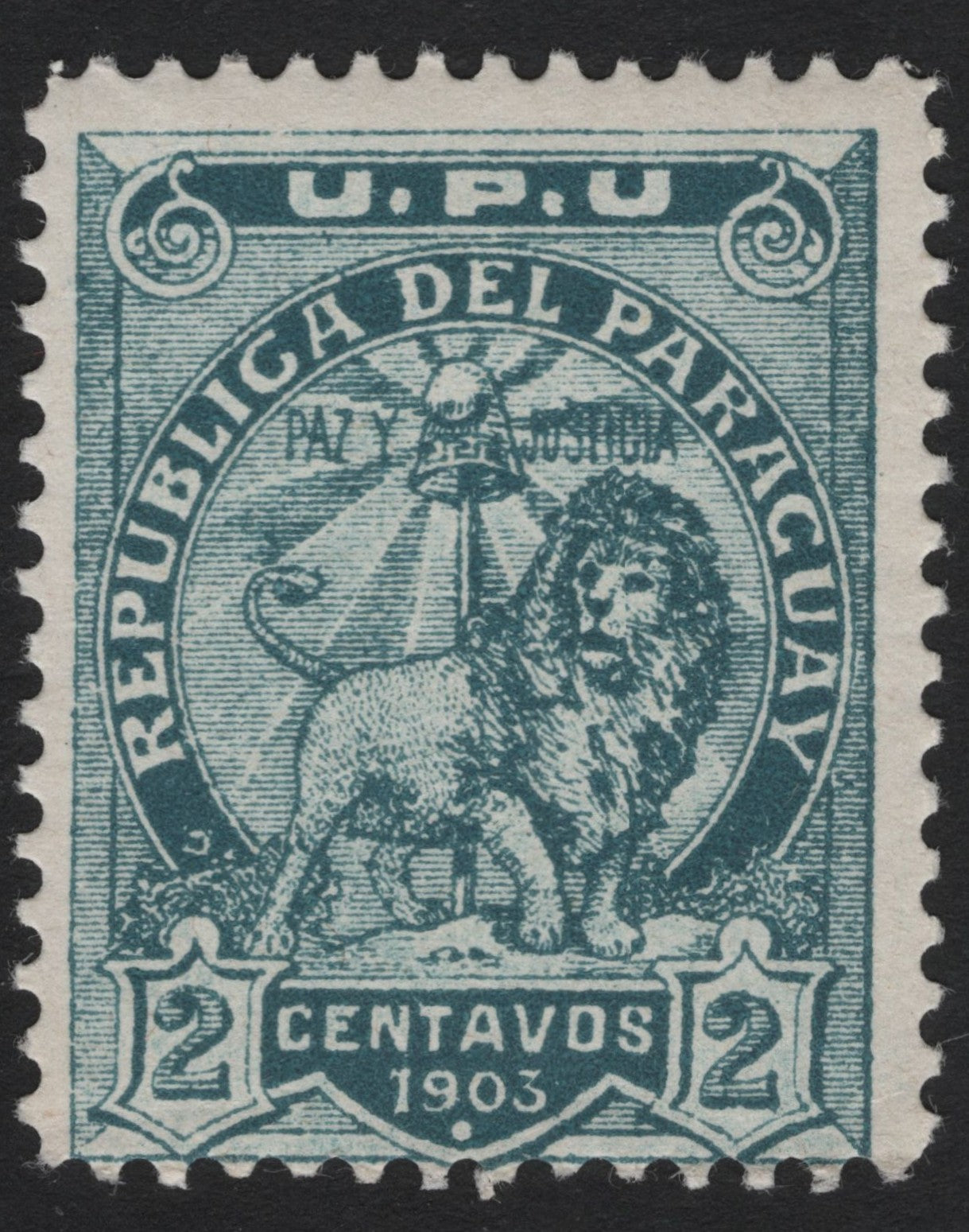 SCG7326 - Paraguay 1903 – “Lion and Liberty Cap” 2 Centavos (UPU Issue)