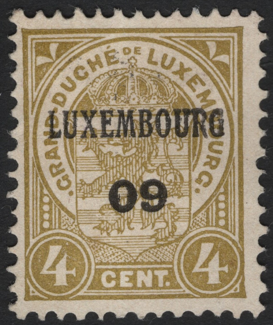SCG7327 - Luxembourg 1909 Overprinted Coat of Arms – 4 Centimes