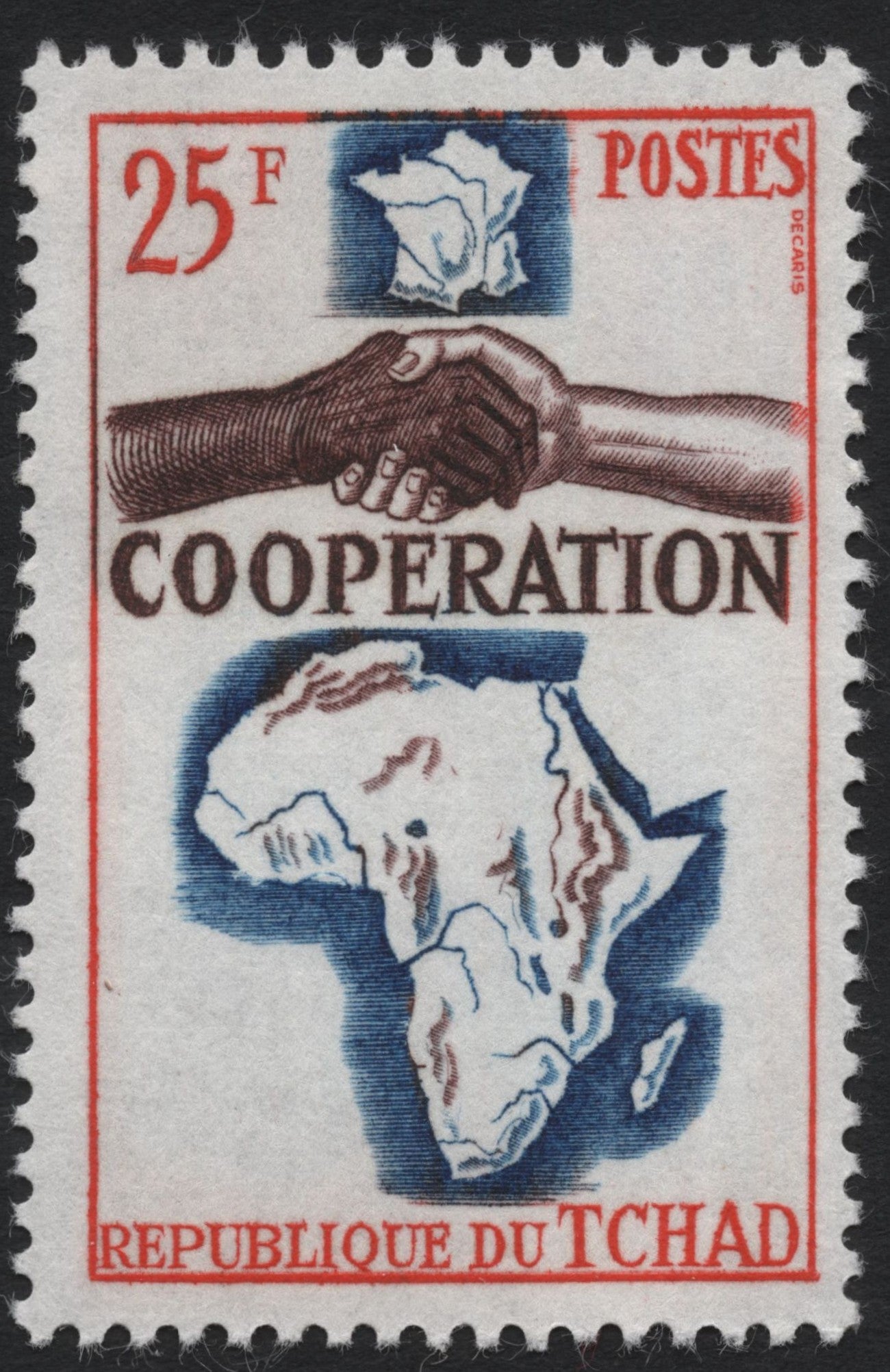 SCG7943 - Chad 1960 “Cooperation with France” Stamp – 25 Francs