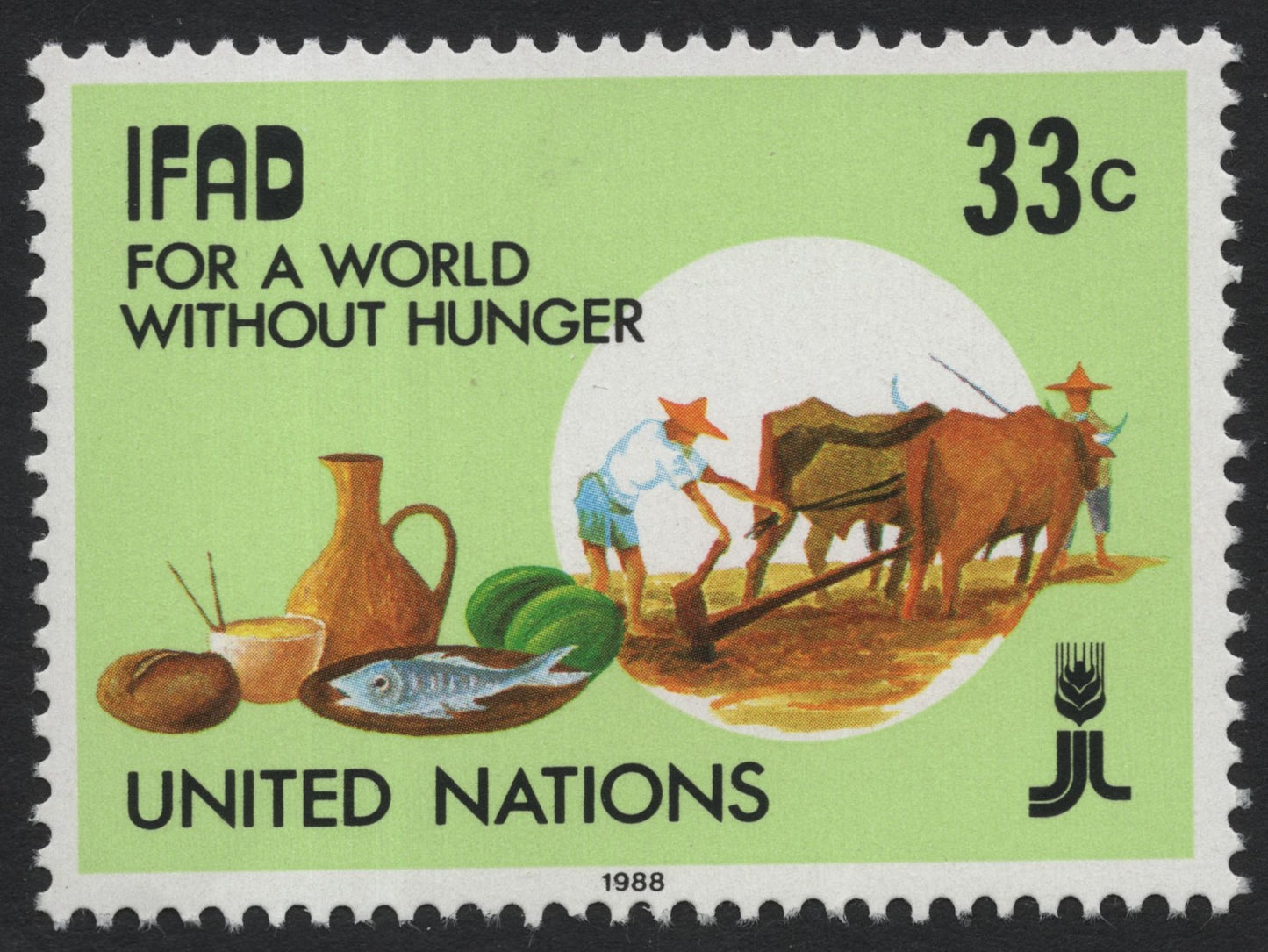 SCG7668 - United Nations 1988 — IFAD “For a World Without Hunger” (33¢)