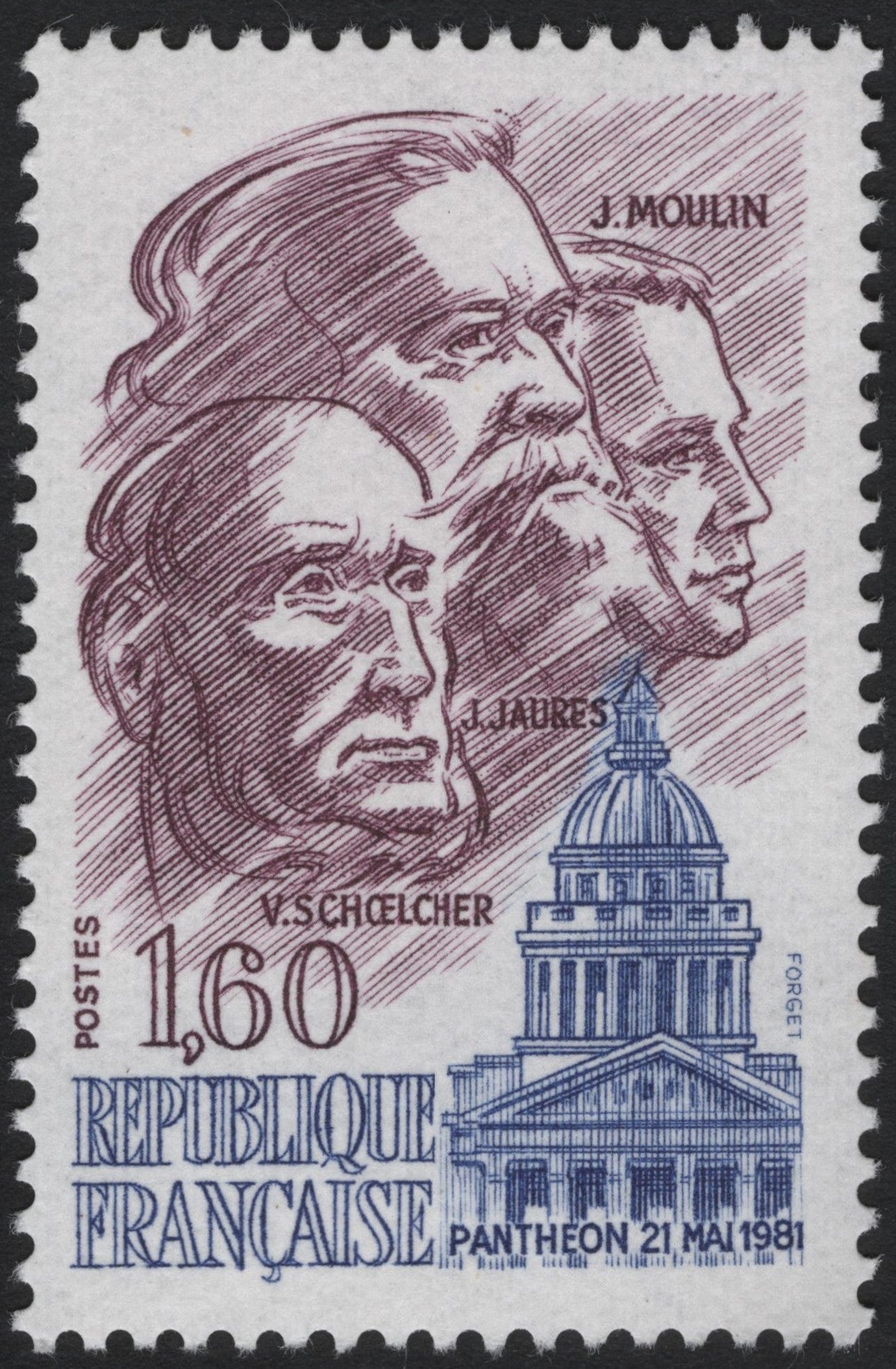 SCG7760 - France 1981 – Panthéon Commemoration: Moulin, Jaurès & Schœlcher