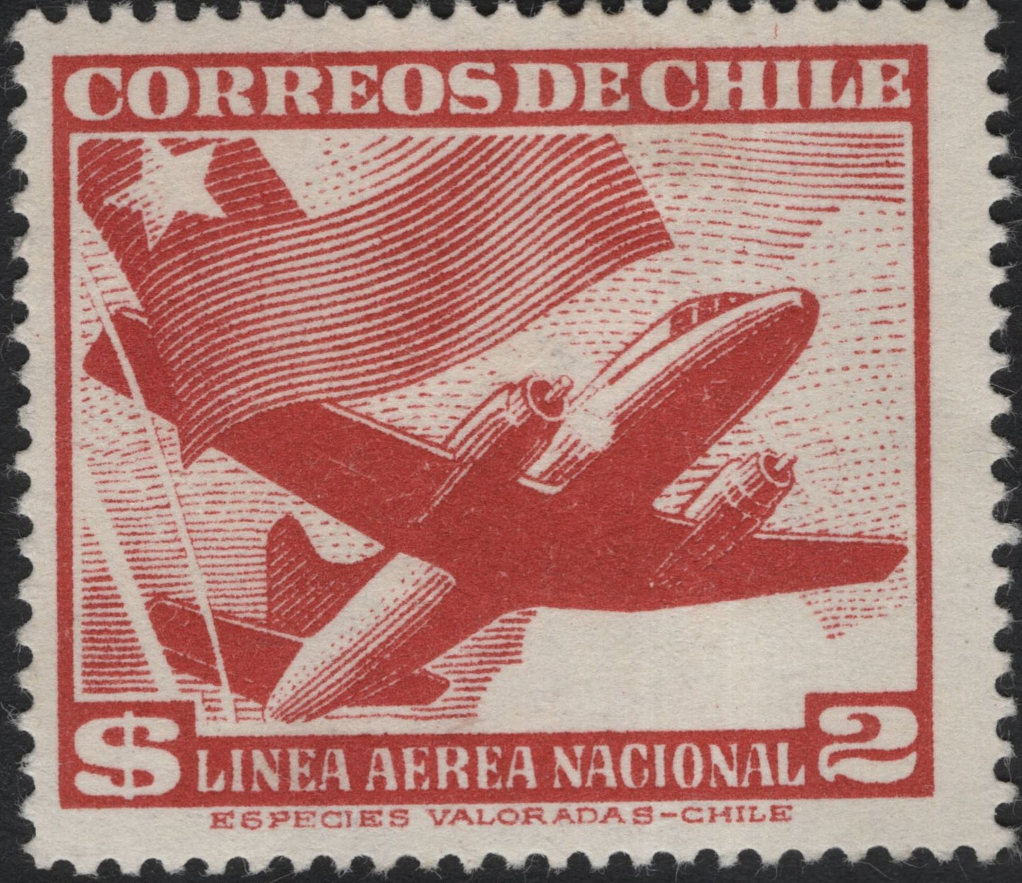SCG7781 - Chile 2 Pesos Airmail Stamp – National Airline Issue