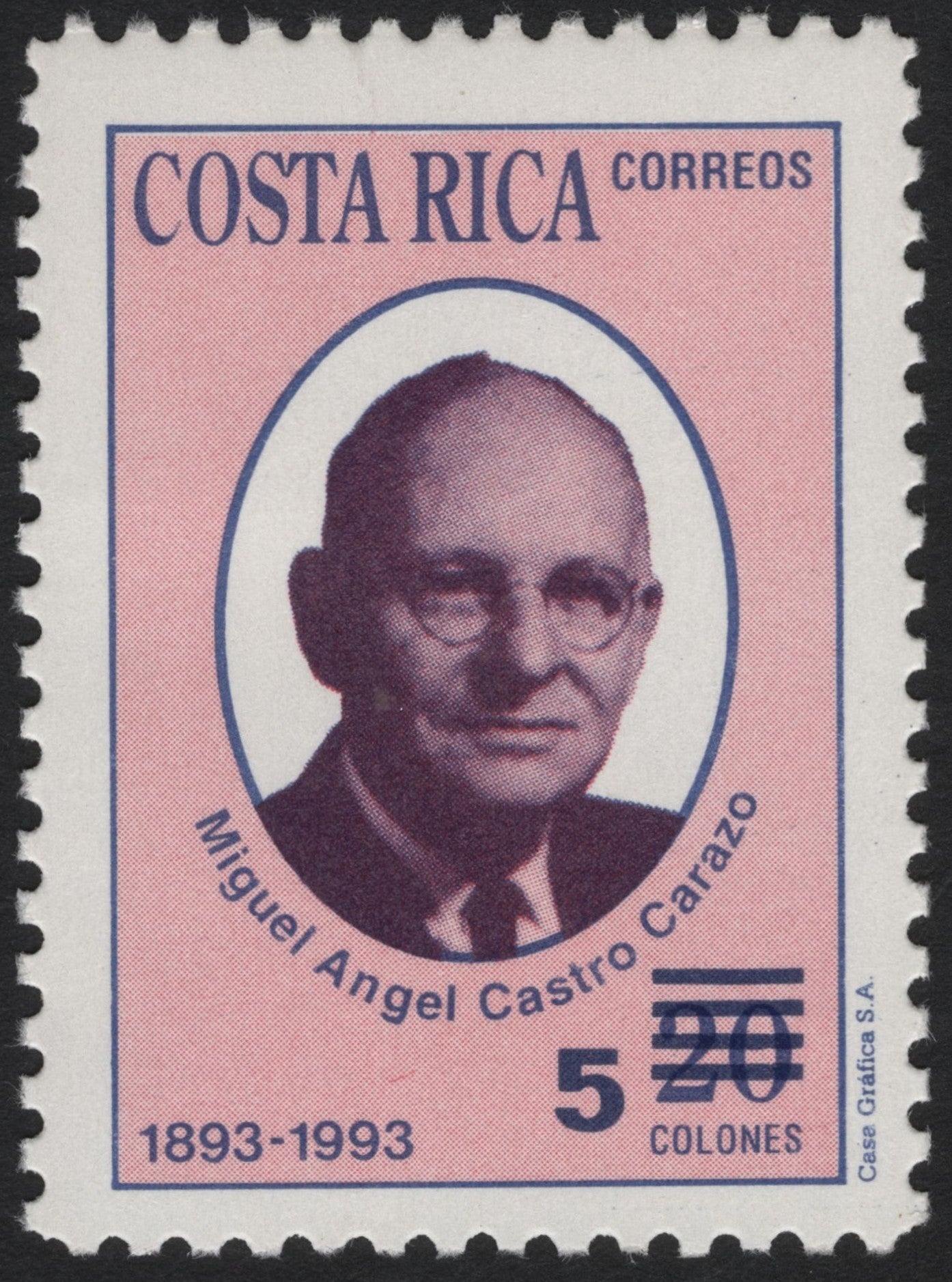 SCG7798 - Costa Rica 1993 – Miguel Ángel Castro Carazo Centenary