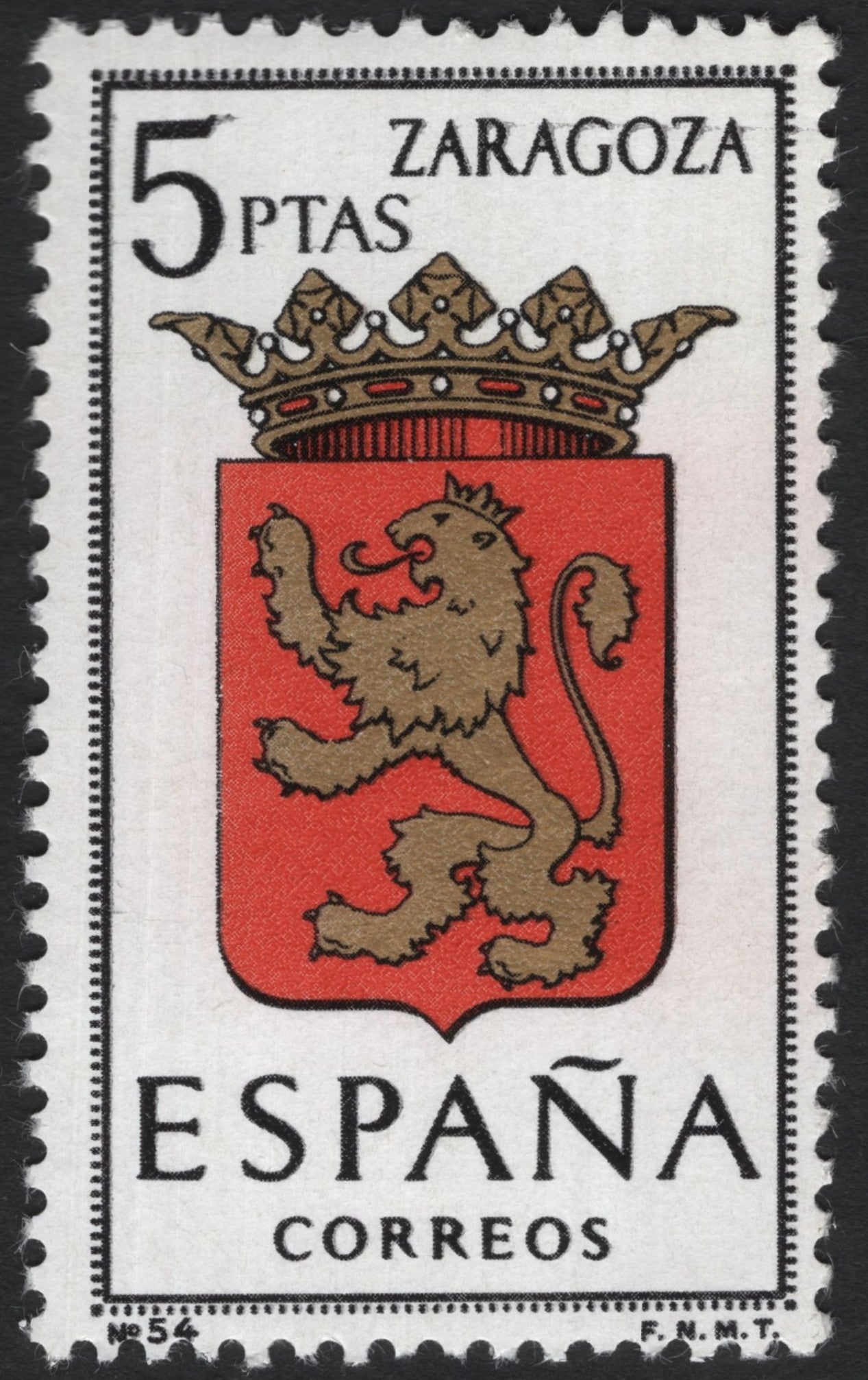 SCG7852 - Spain 1966 Zaragoza Coat of Arms – 5 Pesetas
