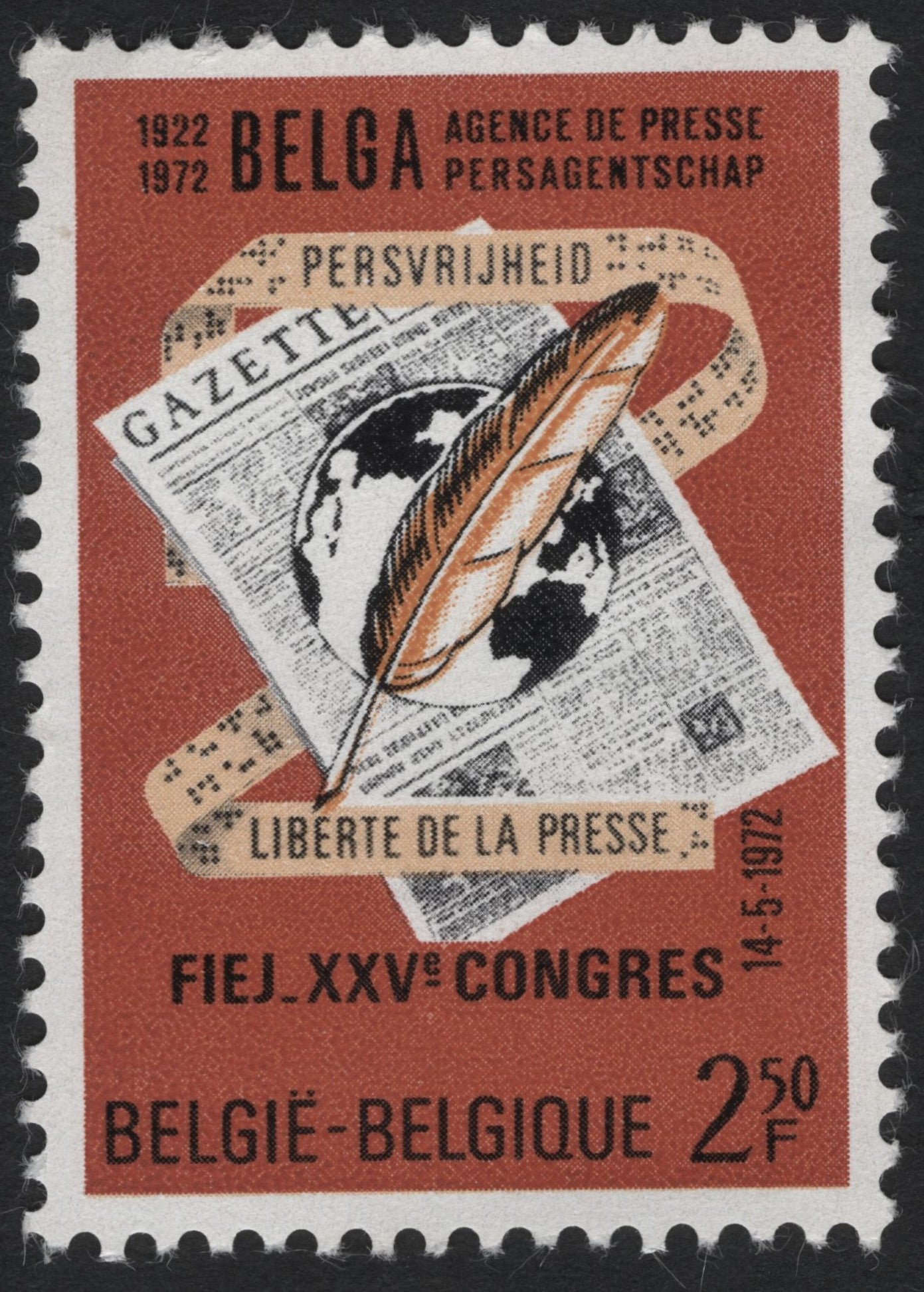 SCG7904 - Belgium 1972 – 50th Anniversary of Belga Press Agency