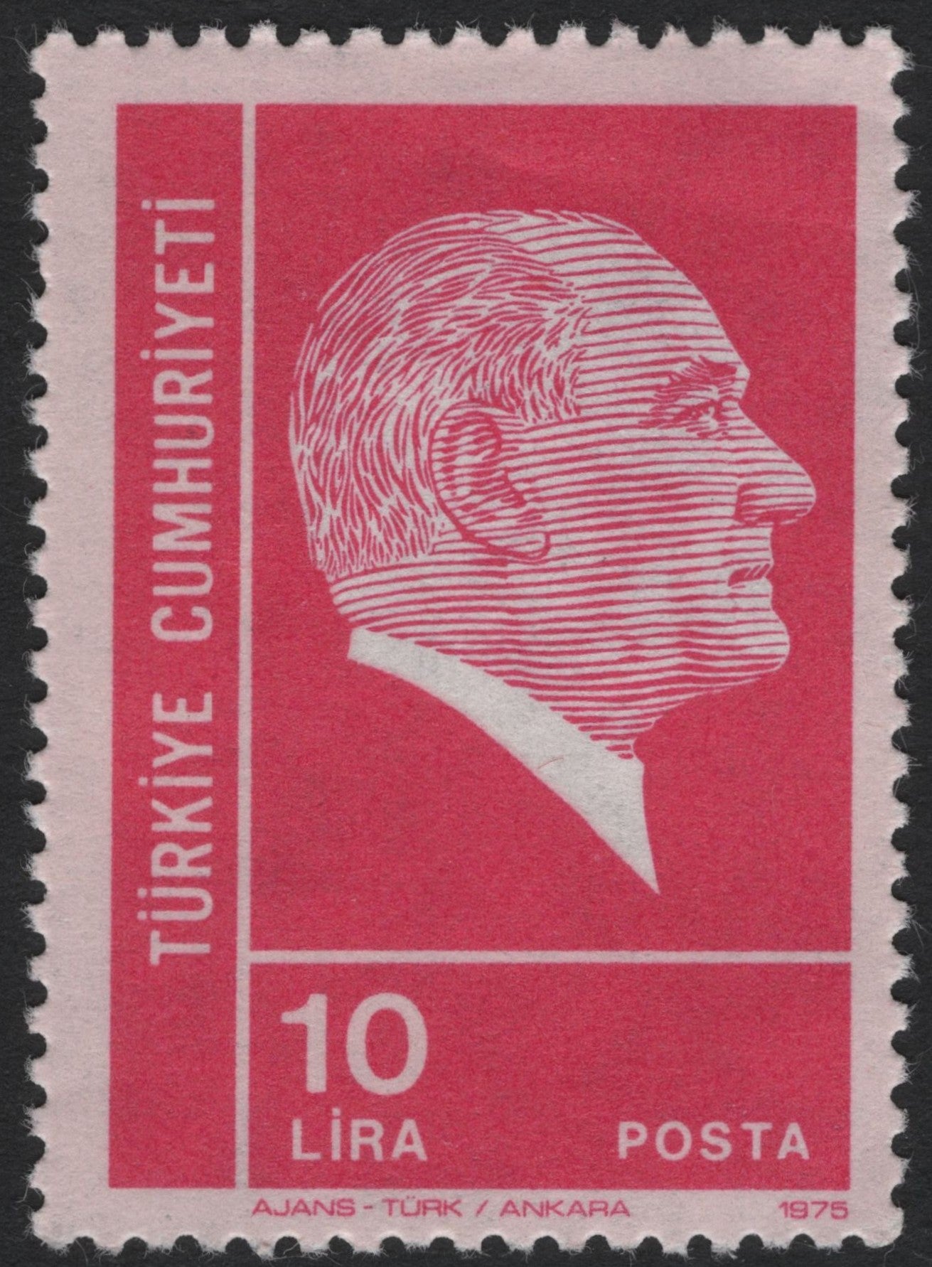 SCG7906 - Turkey 1975 – Mustafa Kemal Atatürk Definitive (10 Lira, Carmine Red)