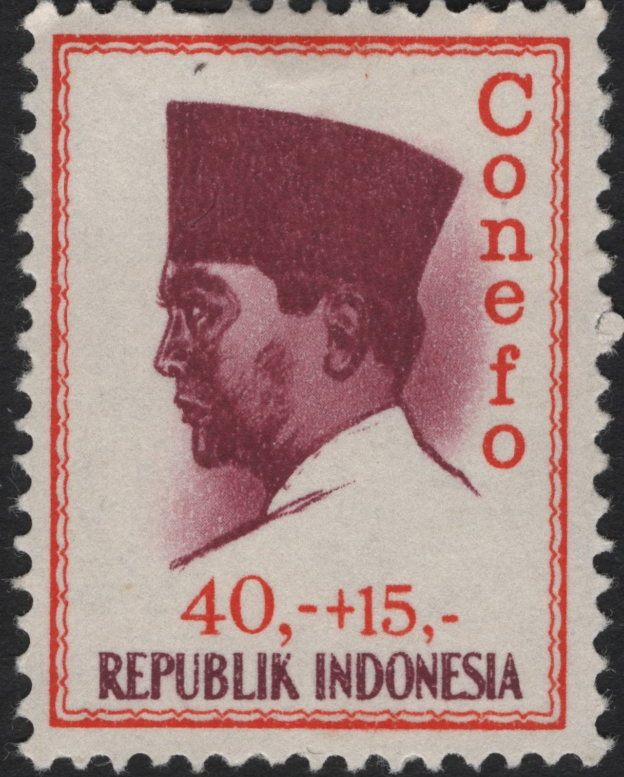 SCG8012 - Indonesia 1965 “Conefo” Semi-Postal Stamp — Sukarno Portrait