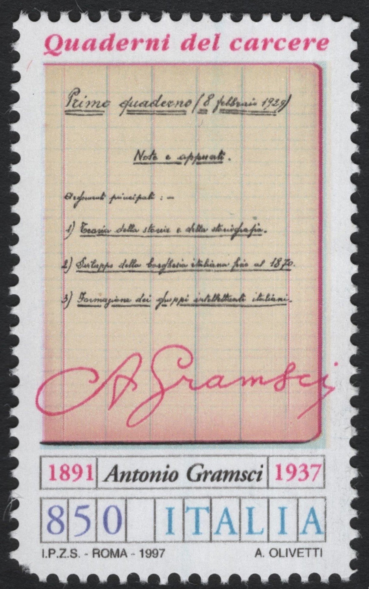 SCG8014 - Italy 1997 – Antonio Gramsci Quaderni del carcere Commemorative