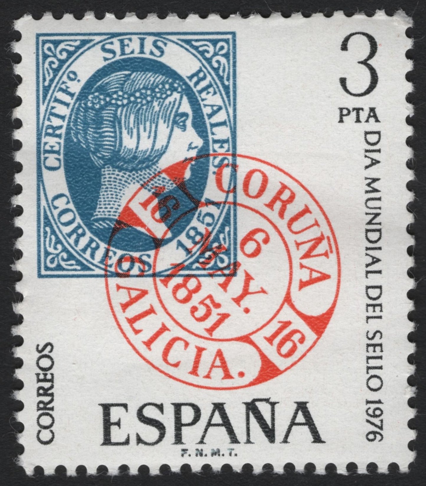 SCG8153 - Spain 1976 – World Post Day: Tribute to 1851 “6 Reales” Classic