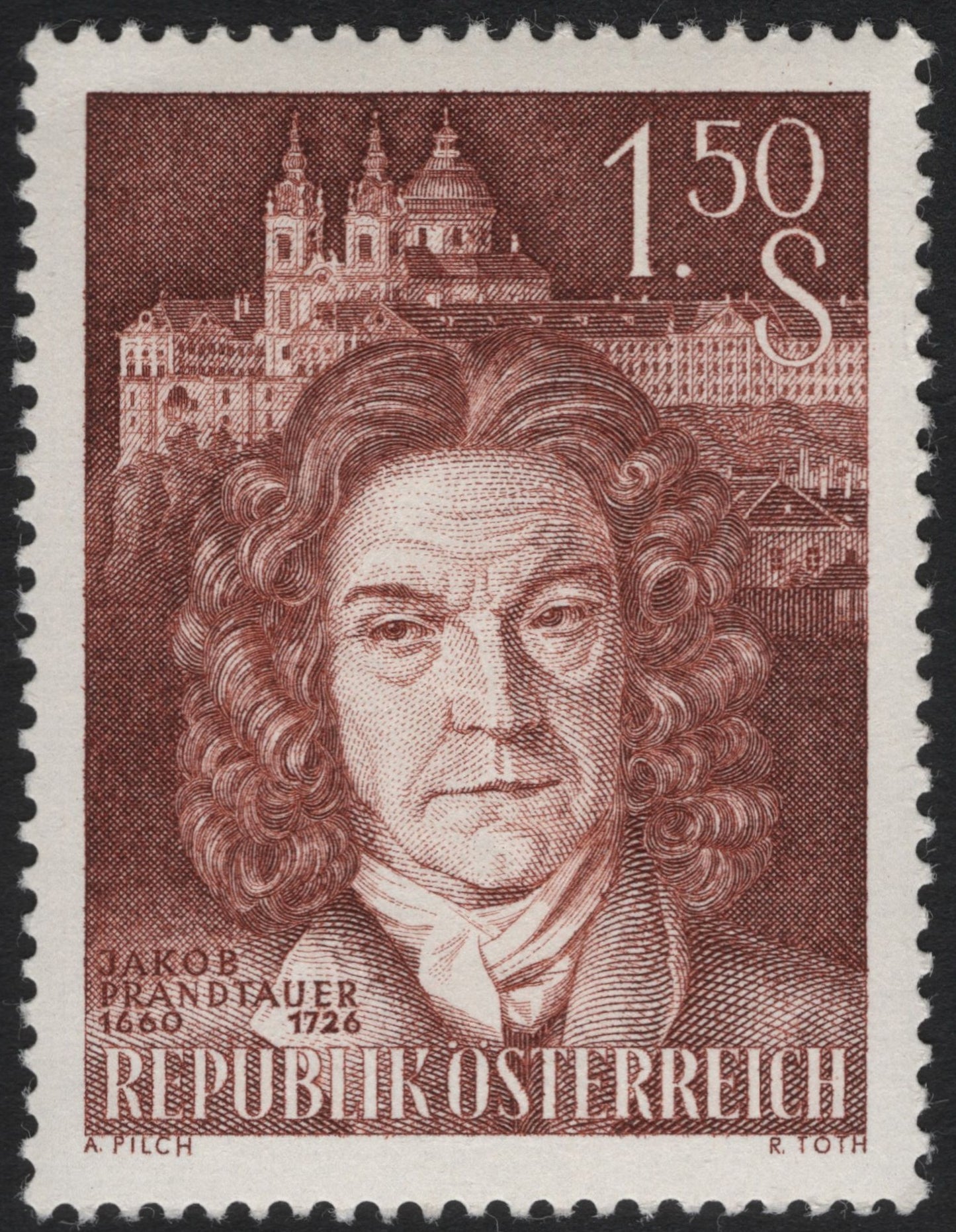 SCG8446 - Austria – 1960 Jakob Prandtauer Commemorative Stamp (1.50 Schilling)