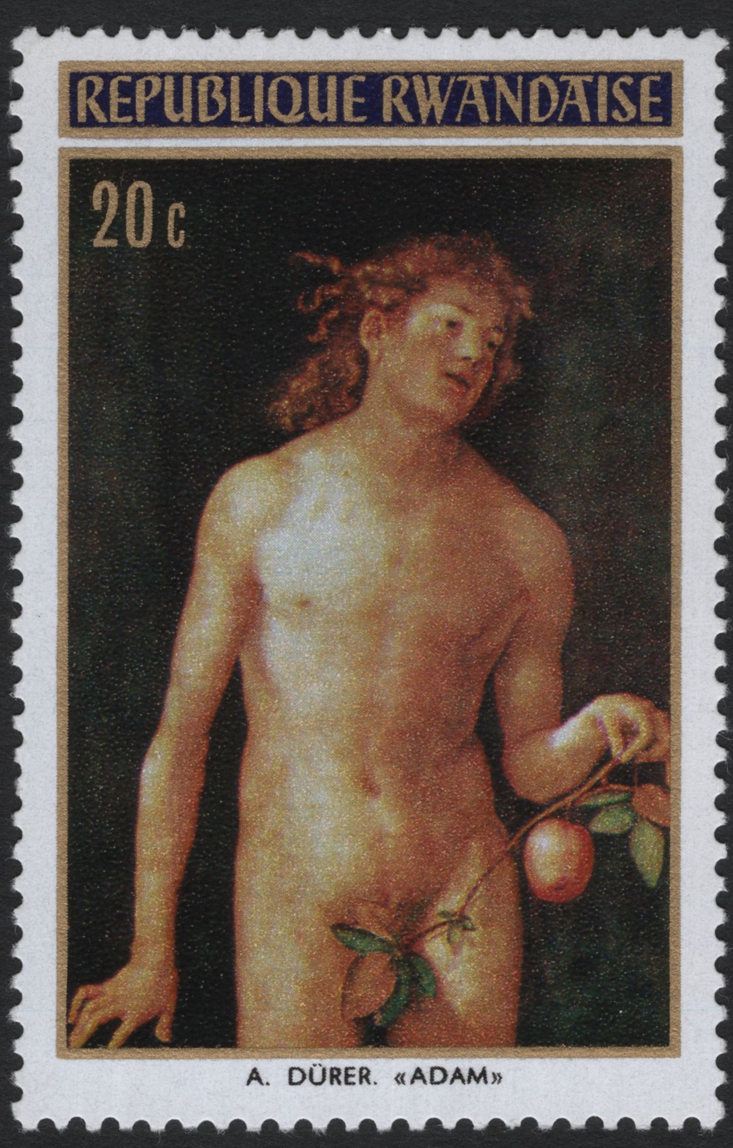 SCG8457 - Rwanda 20c “Adam” Stamp (A. Dürer Painting)