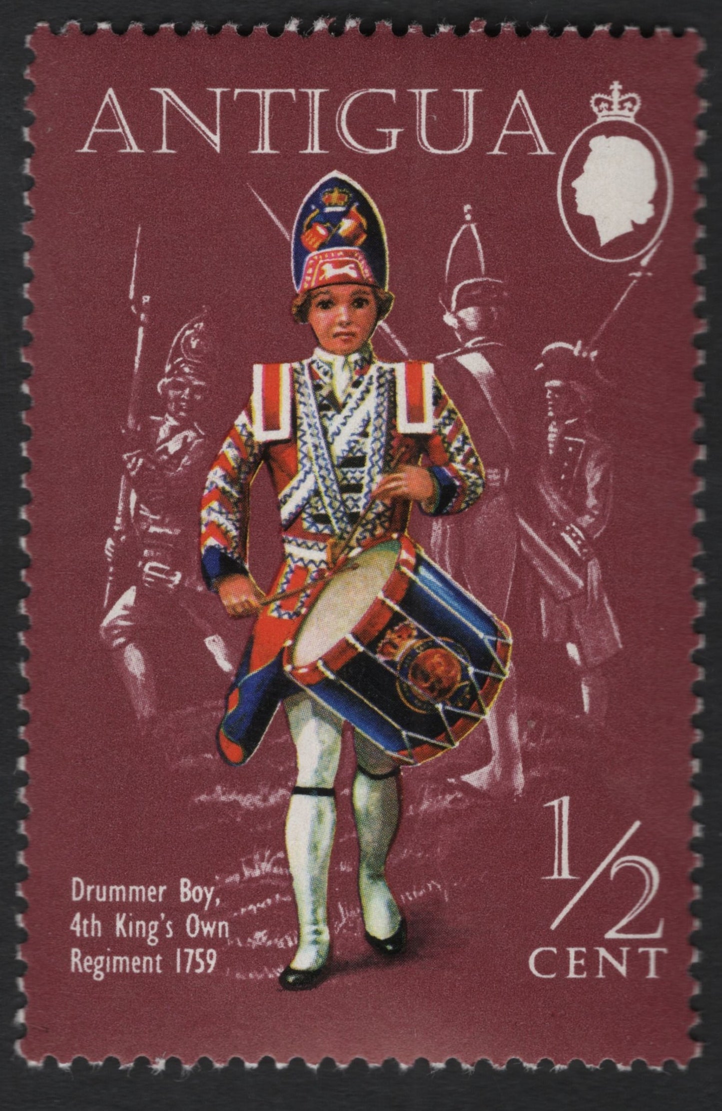 SCG8477 - Antigua ½ Cent “Drummer Boy – 4th King’s Own Regiment 1759” (c. 1970s)