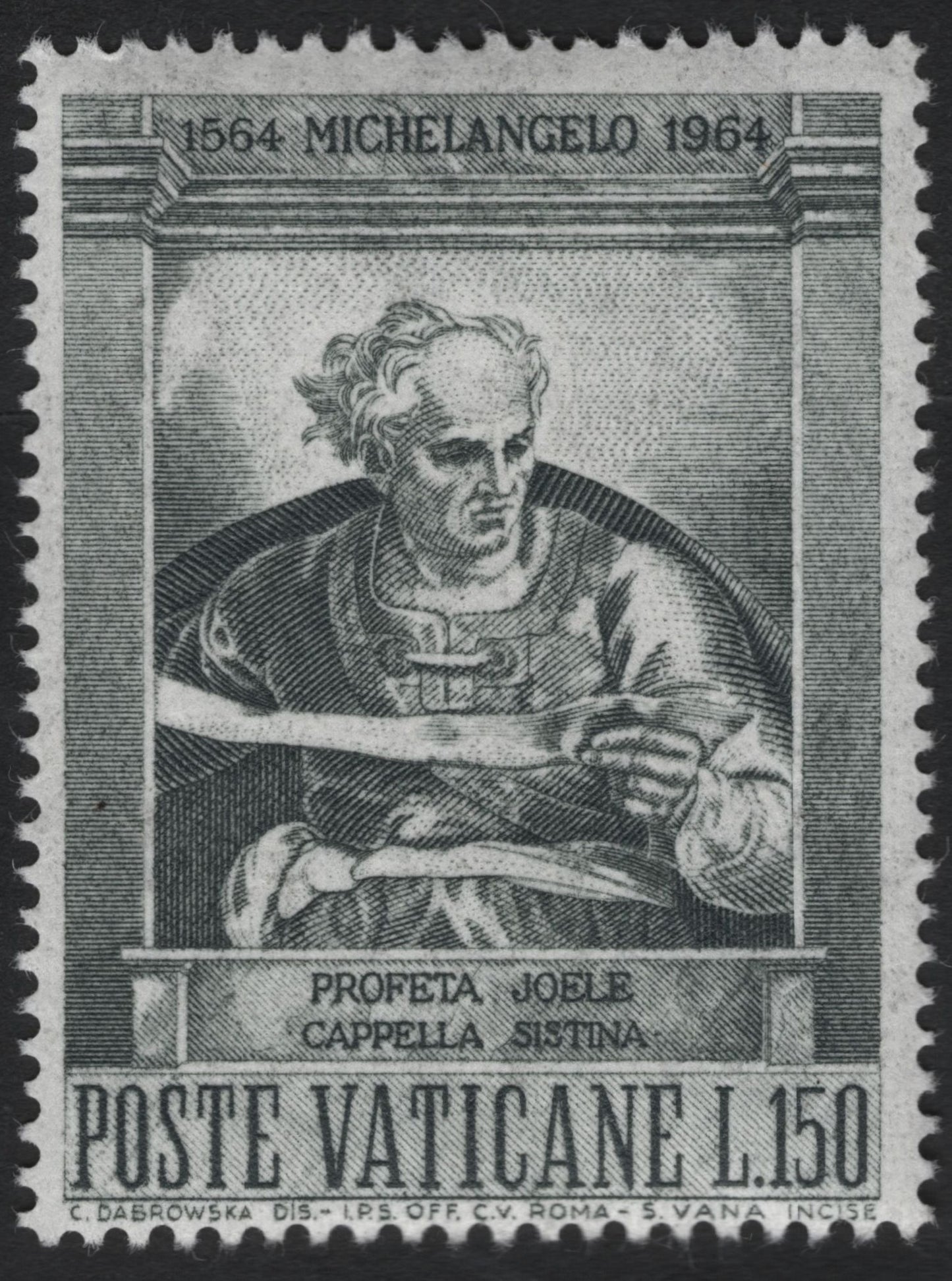 SCG8464 - Vatican City 1964 – Michelangelo 400th Death Anniversary (150 Lire “Prophet Joel”)