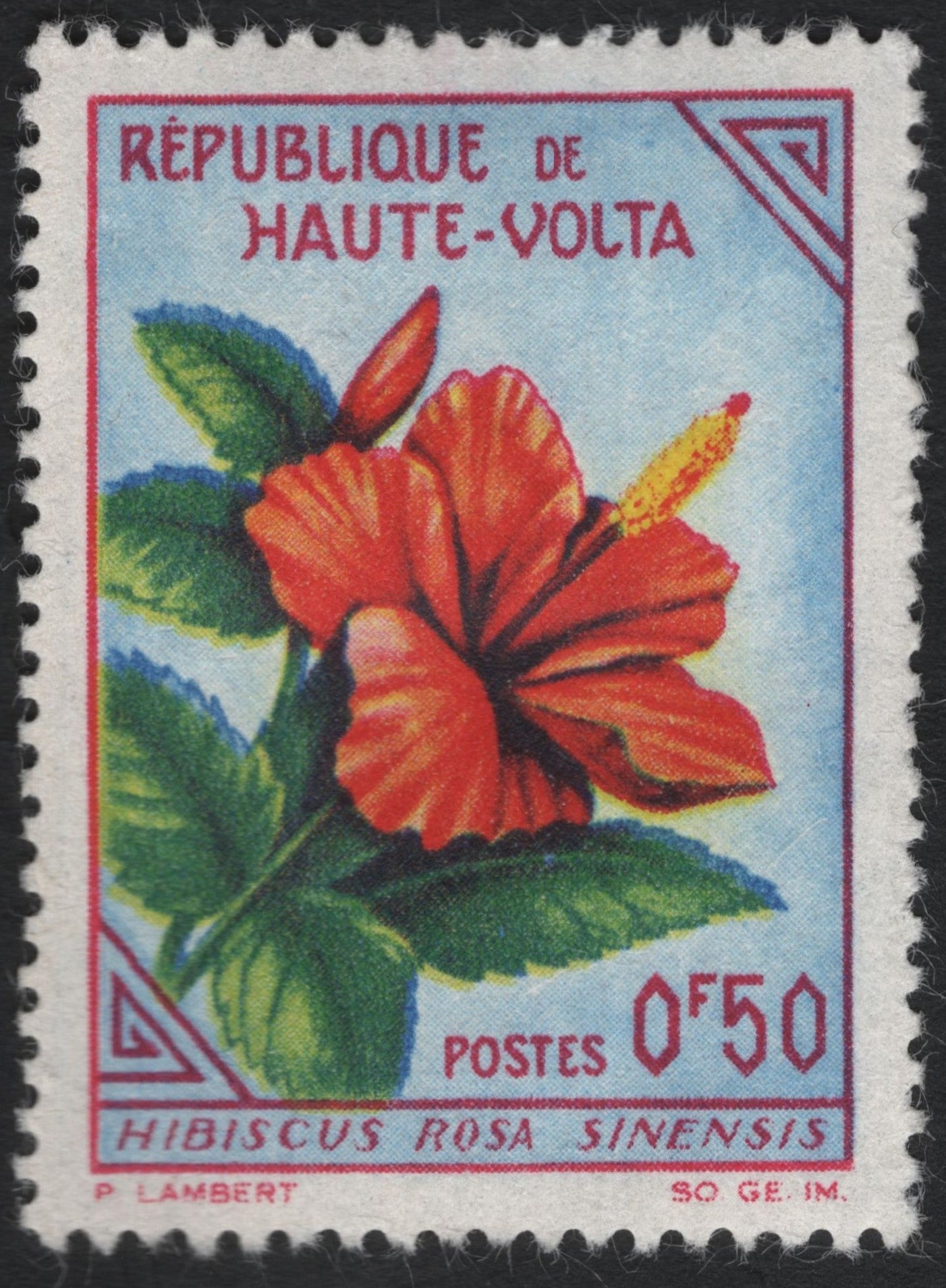 SCG8489 - Haute-Volta 1960s – Hibiscus Rosa Sinensis (0.50f)
