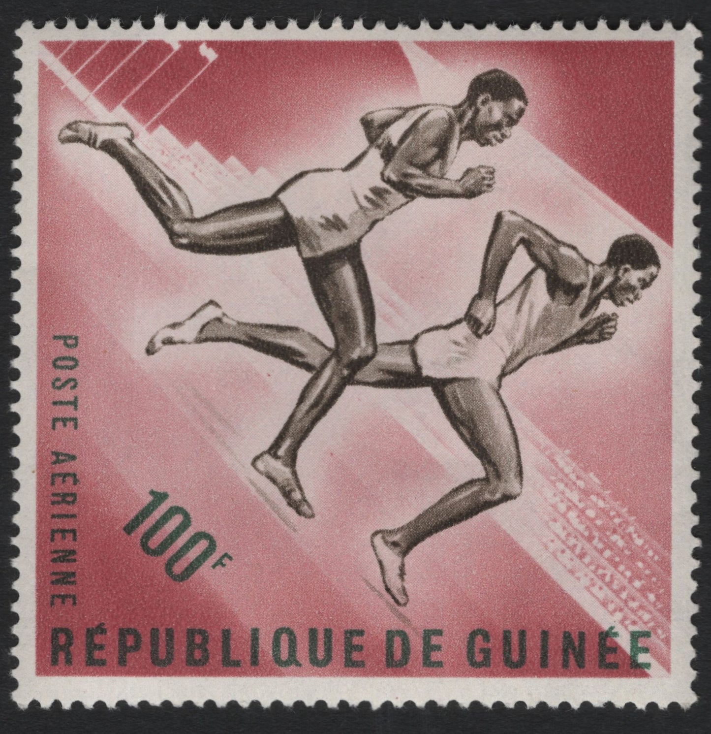 SCG8574 - Guinea 100F Airmail Stamp – Runners in Motion (1960s)