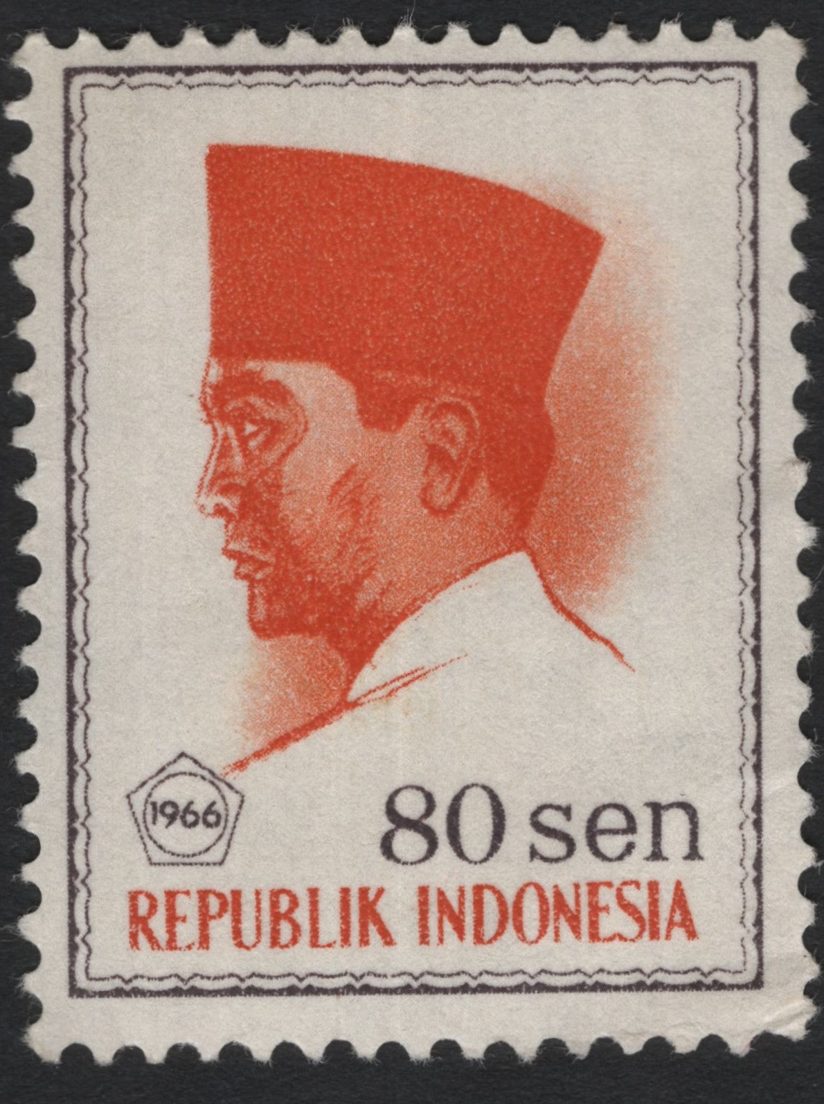 SCG8739 - Indonesia 1966 – President Sukarno 80 Sen Definitive