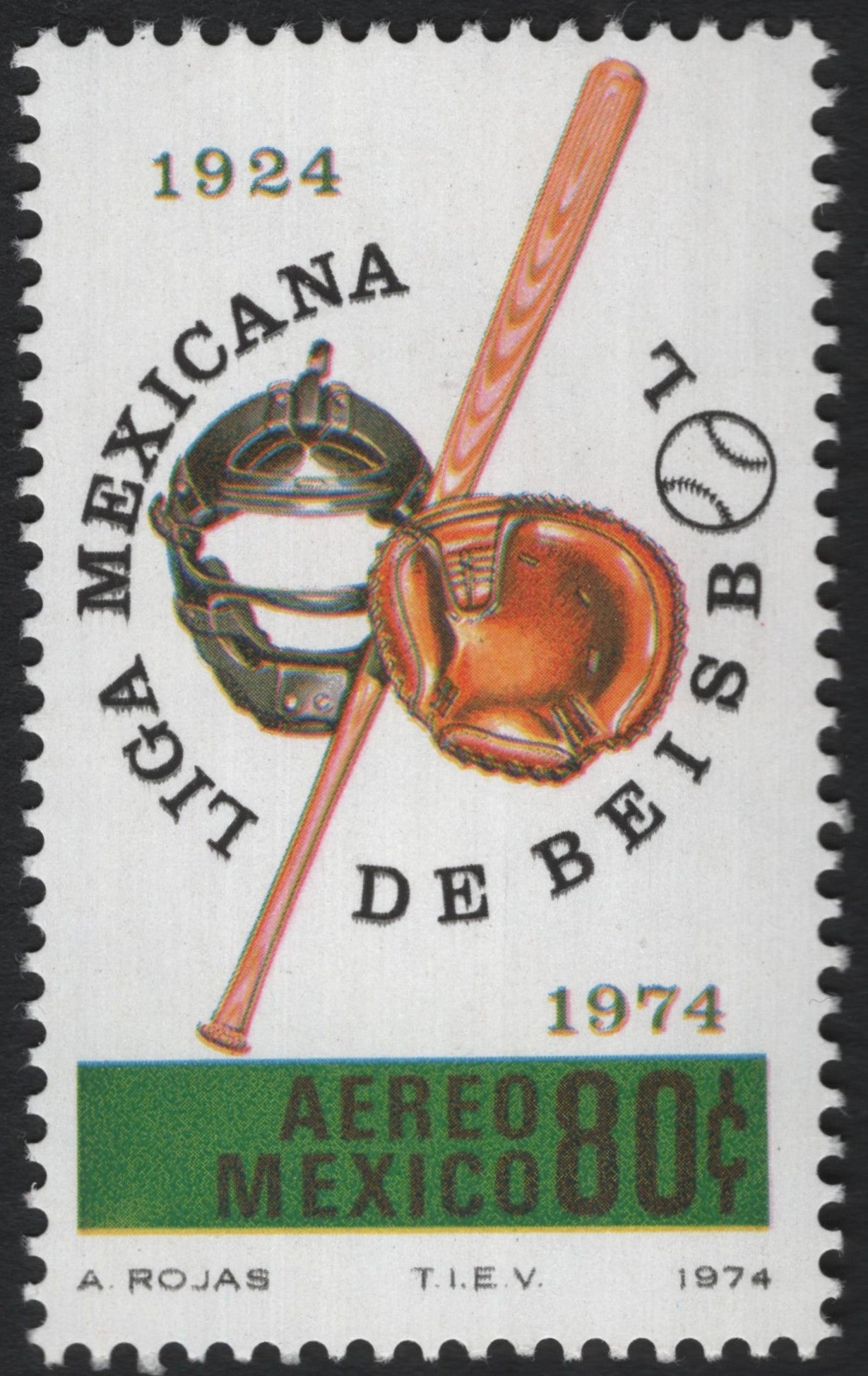 SCG8749 - Mexico 1974 – 50th Anniversary of the Mexican Baseball League (Airmail Issue)