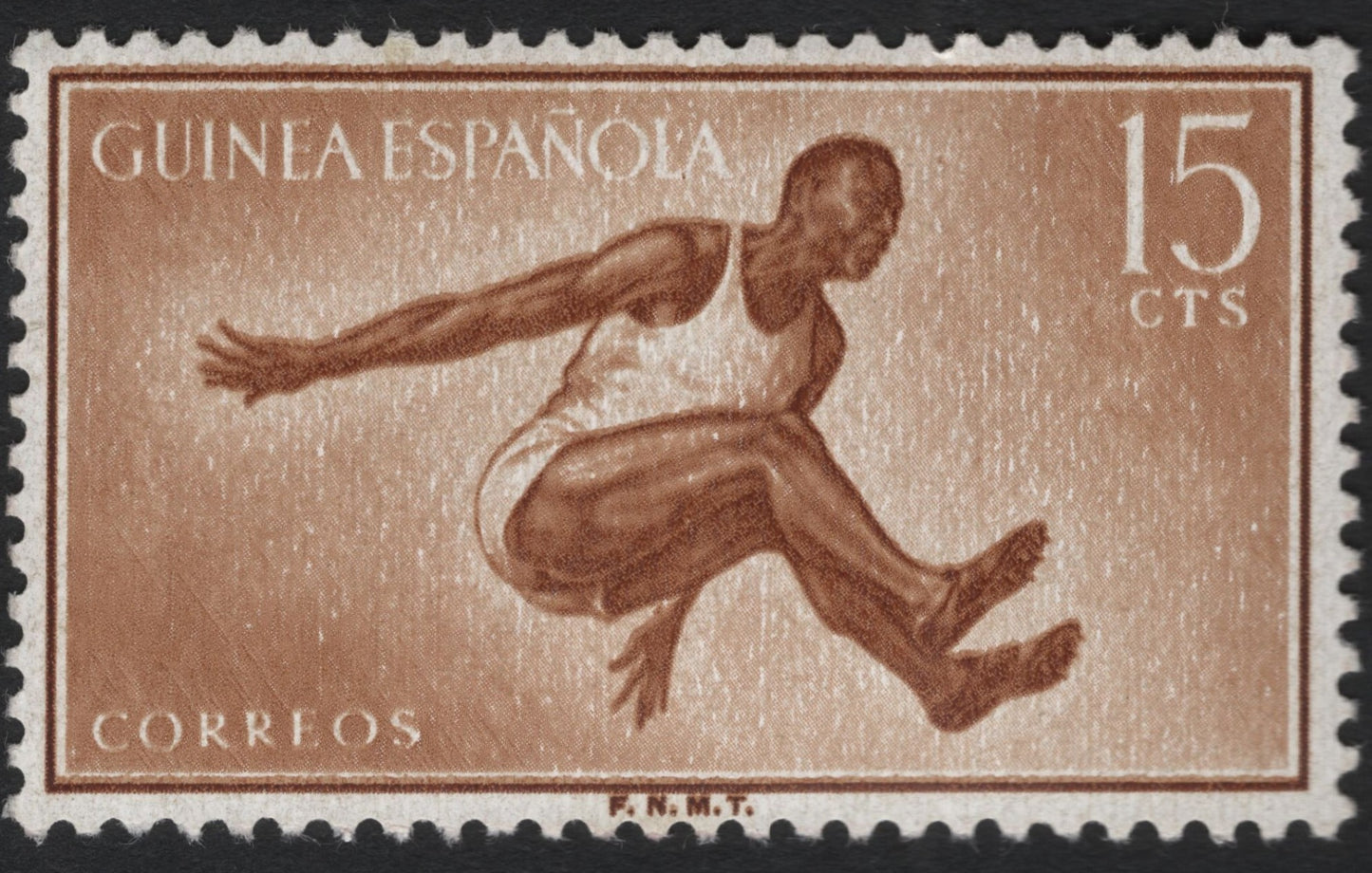 SCG8621 - Spanish Guinea – 1956 “Long Jump” Stamp (15 Céntimos)
