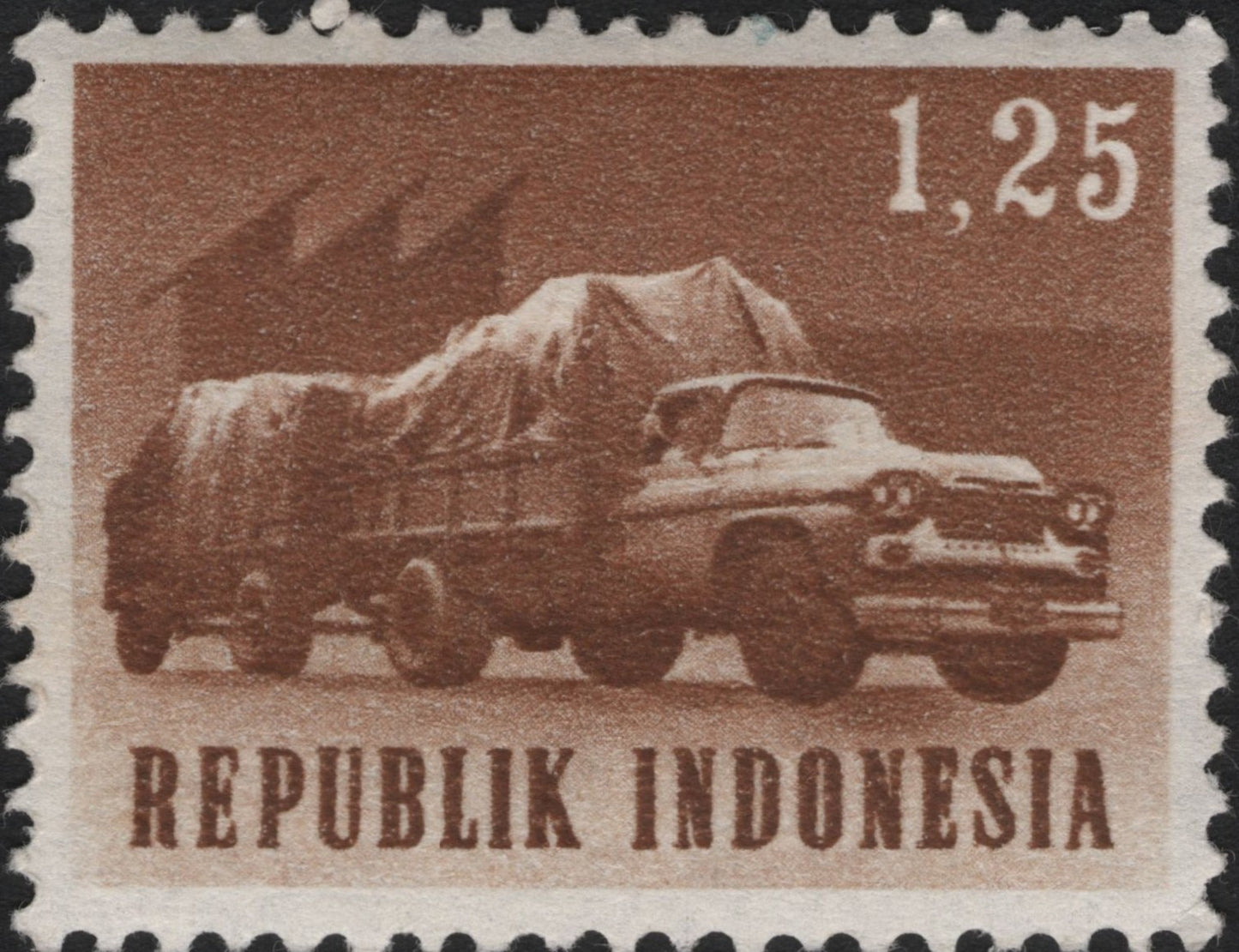 SCG8750 - Indonesia 1.25 Rupiah – Industrial Transport (1950s–60s Issue)